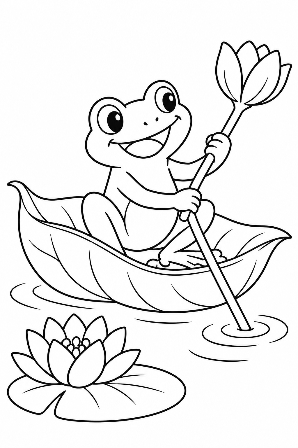 Frosch im blattboot ausmalbild zum Ausmalen