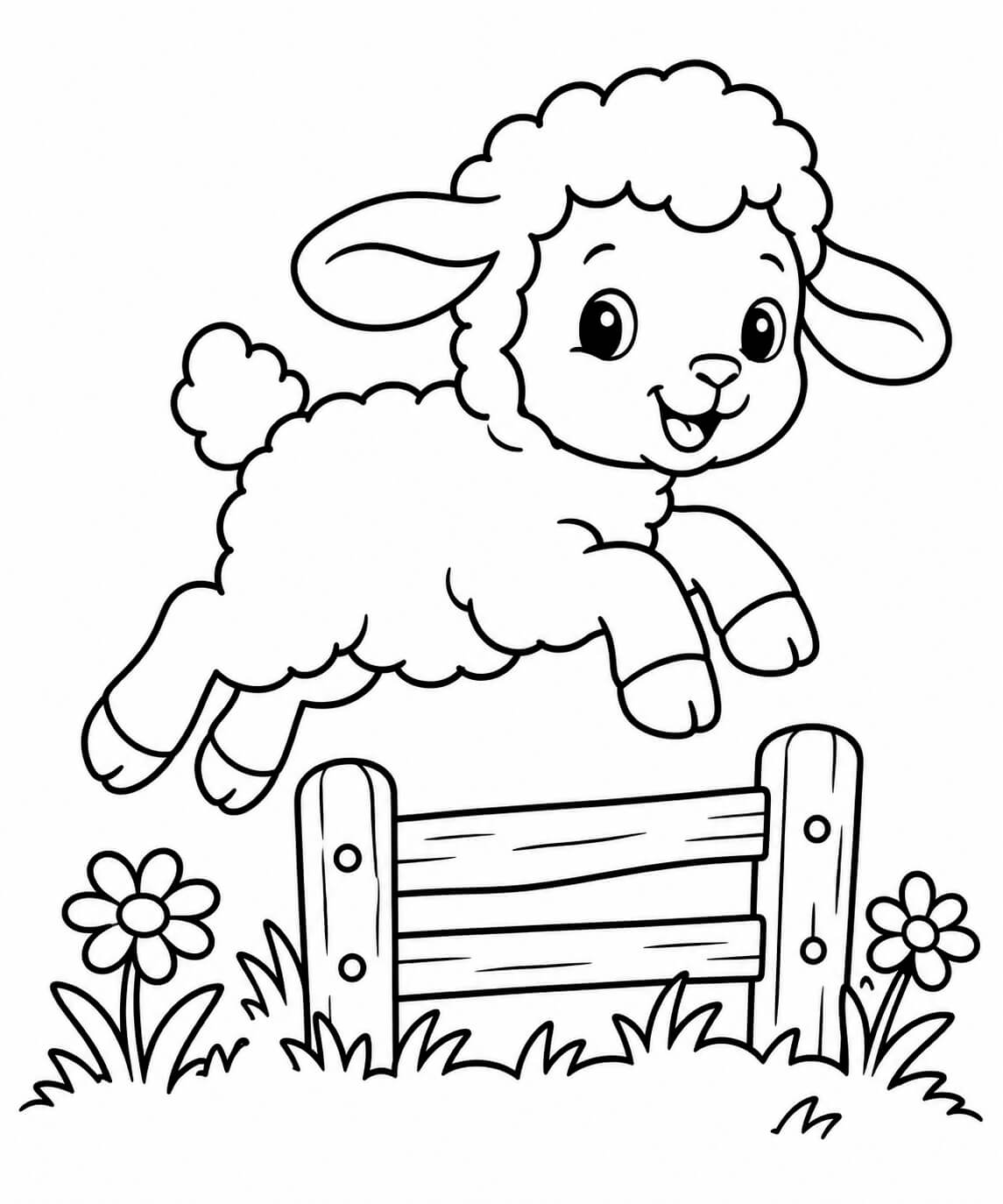 Laemmchen auf fruehlingswiese ausmalbild zum Ausmalen