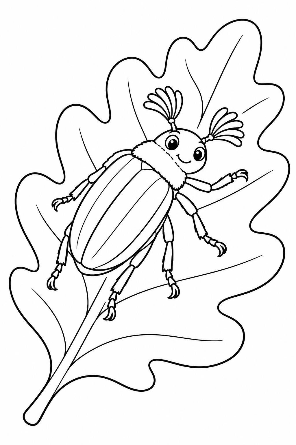 Maikaefer auf blatt ausmalbild zum Ausmalen