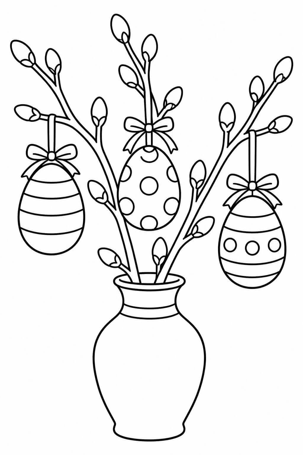 Ostereier am zweig ausmalbild zum Ausmalen