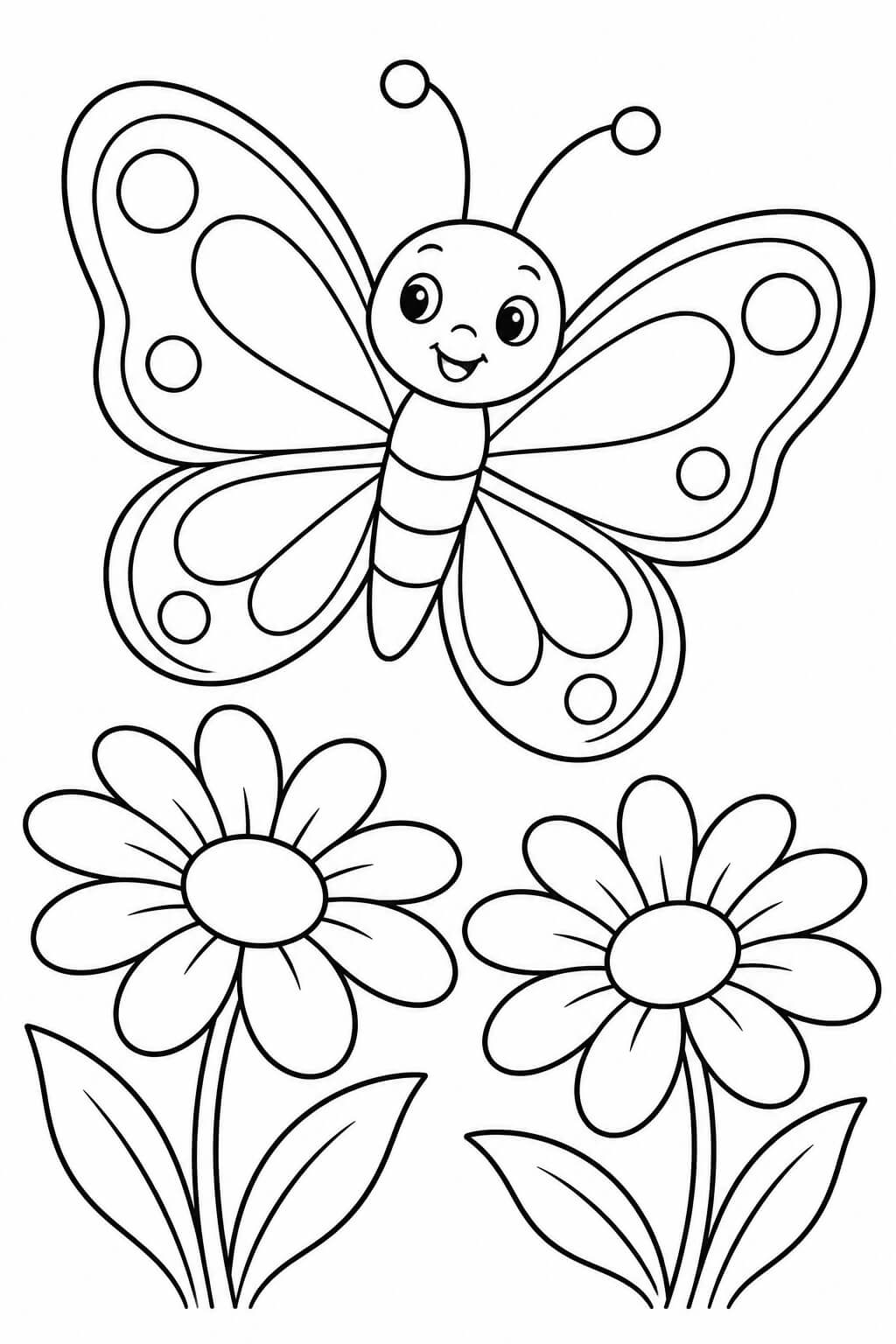 Schmetterling und gaensebluemchen ausmalbild zum Ausmalen