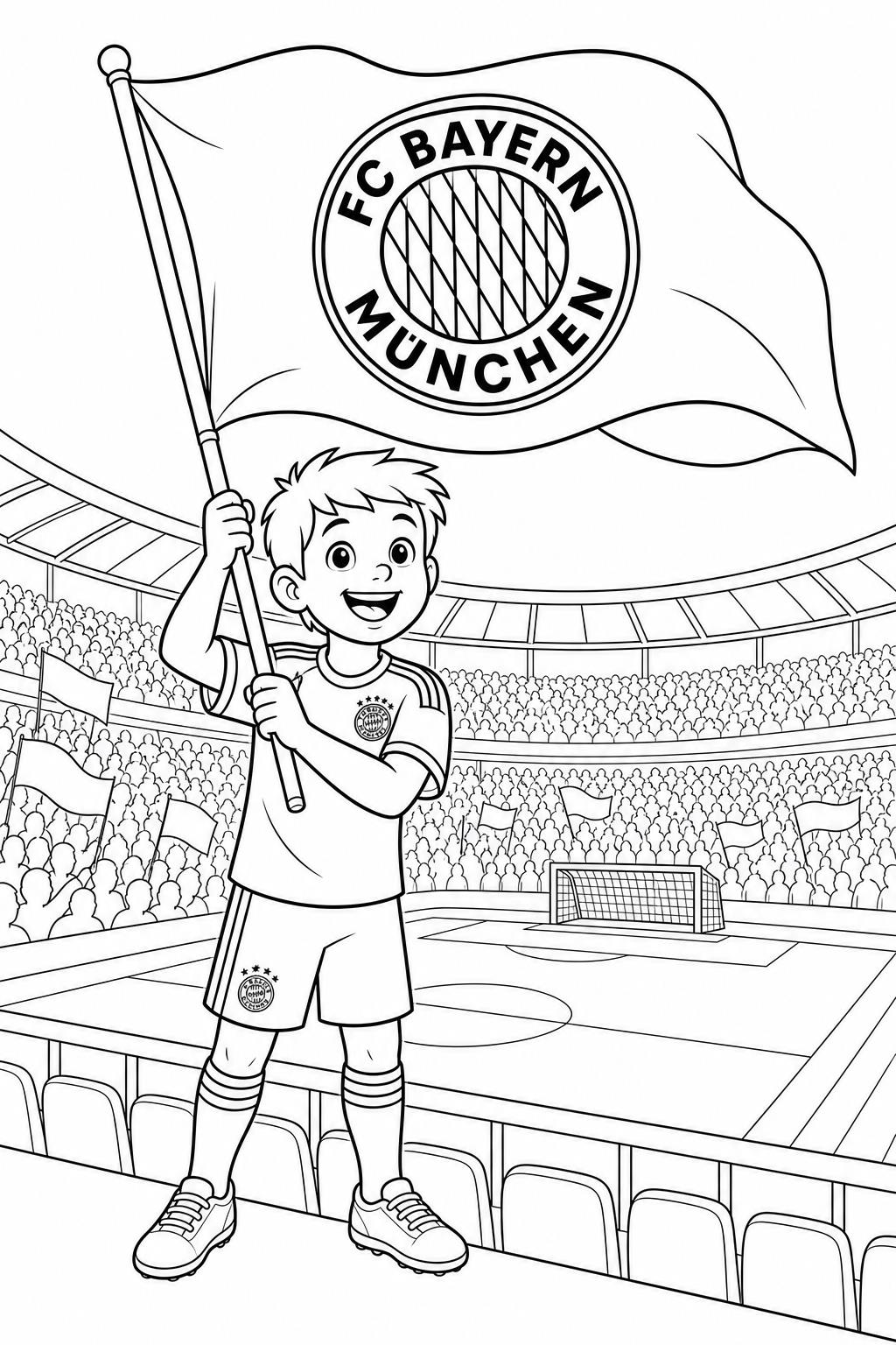 Bayern muenchen flagge im fussballstadion ausmalbild zum Ausmalen