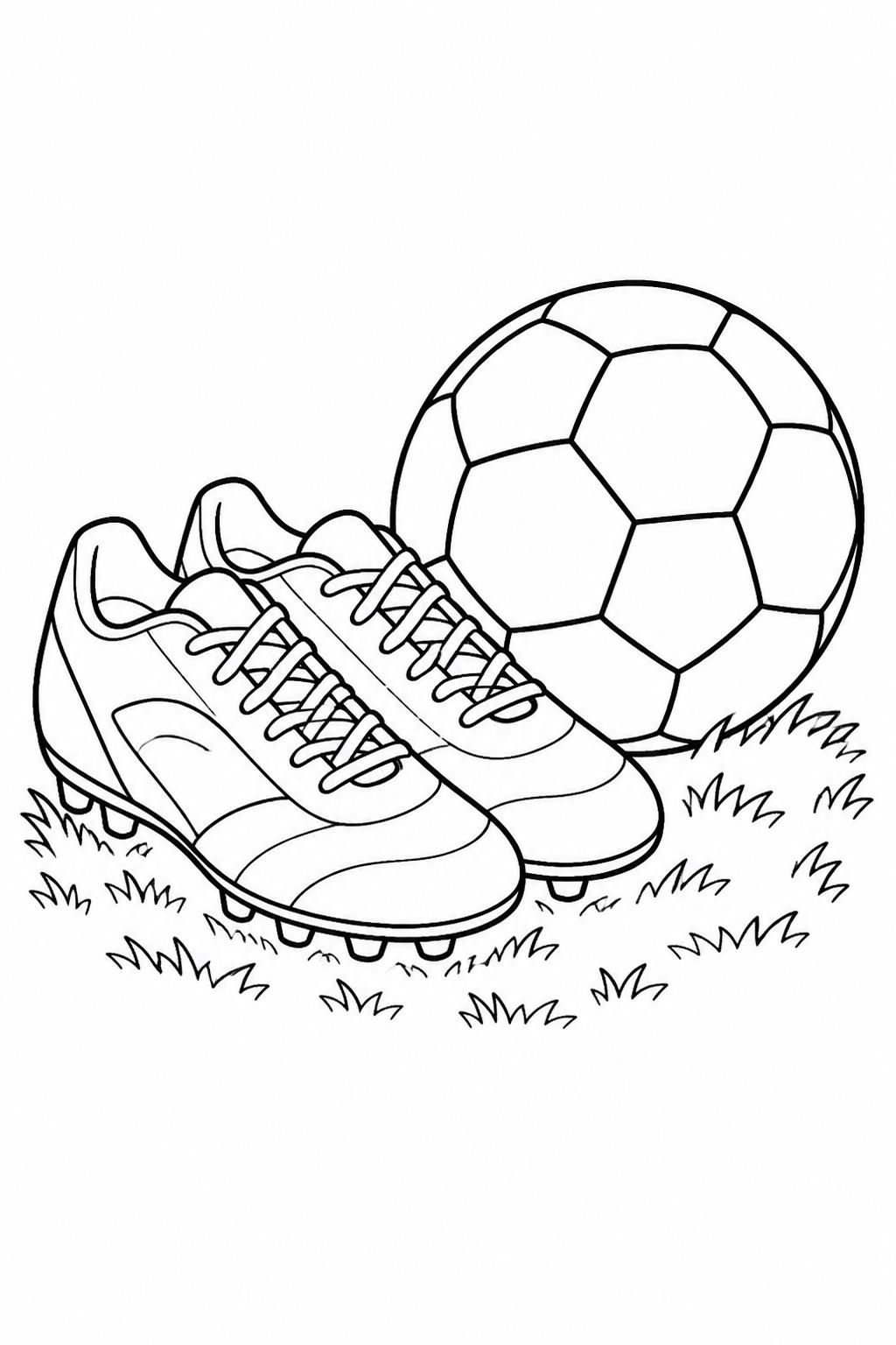 Fussballschuhe und ball ausmalbild zum Ausmalen