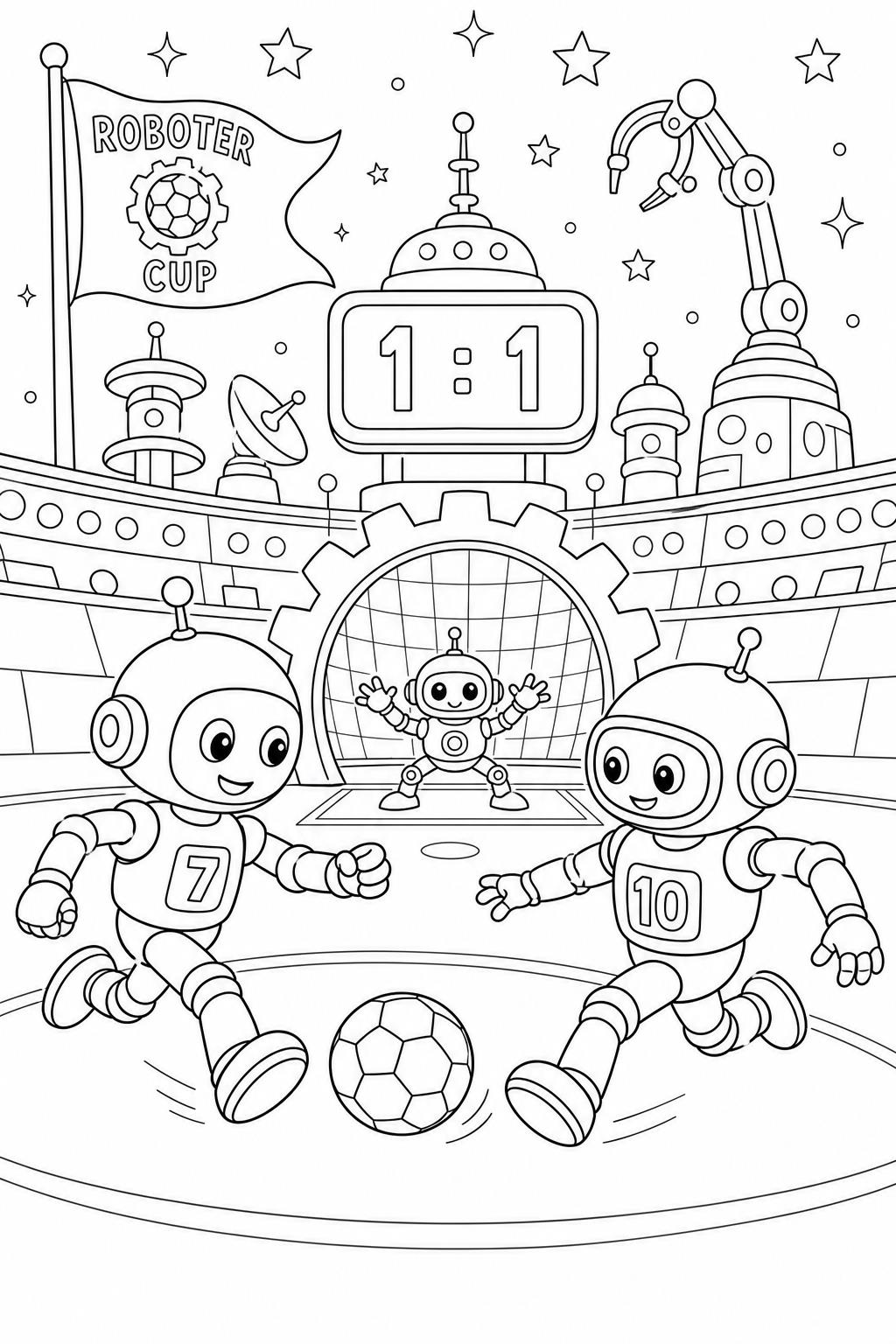 Roboter fussballturnier ausmalbild zum Ausmalen