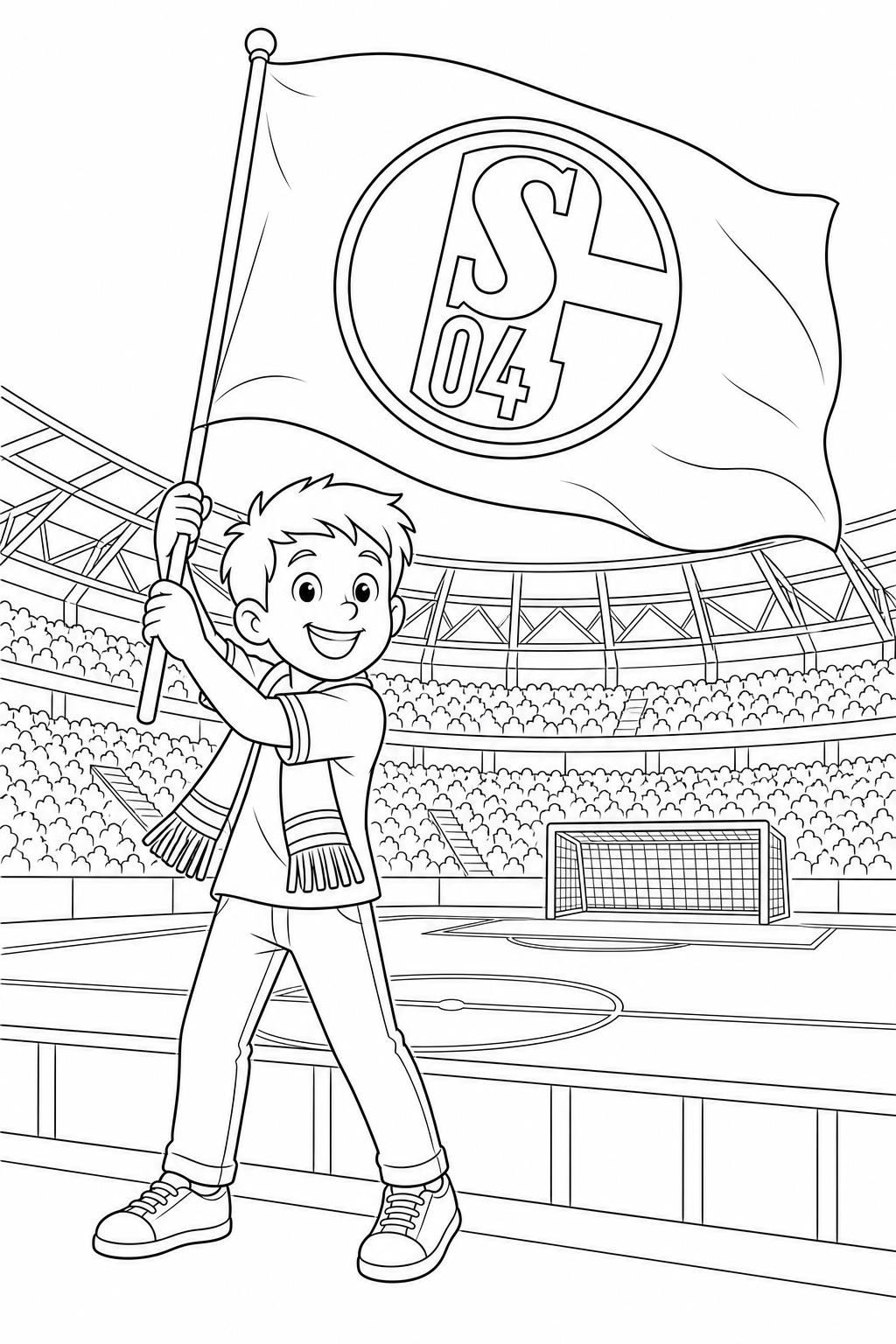 Schalke 04 flagge im fussballstadion ausmalbild zum Ausmalen