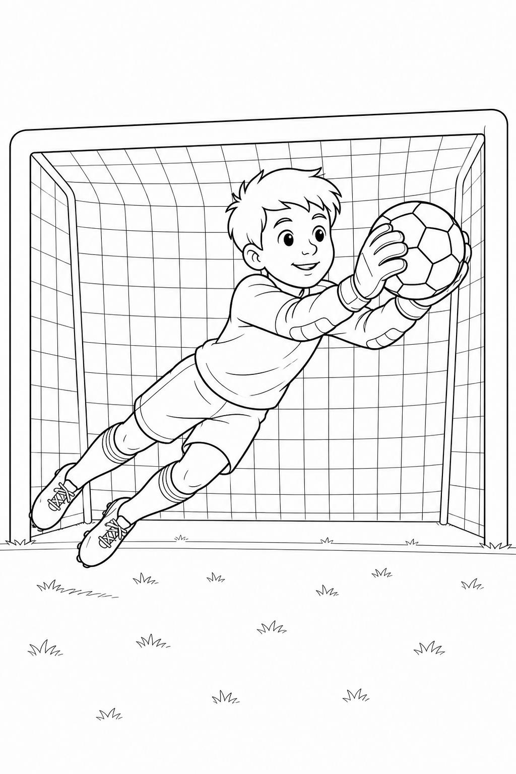 Torwart haelt ball ausmalbild zum Ausmalen