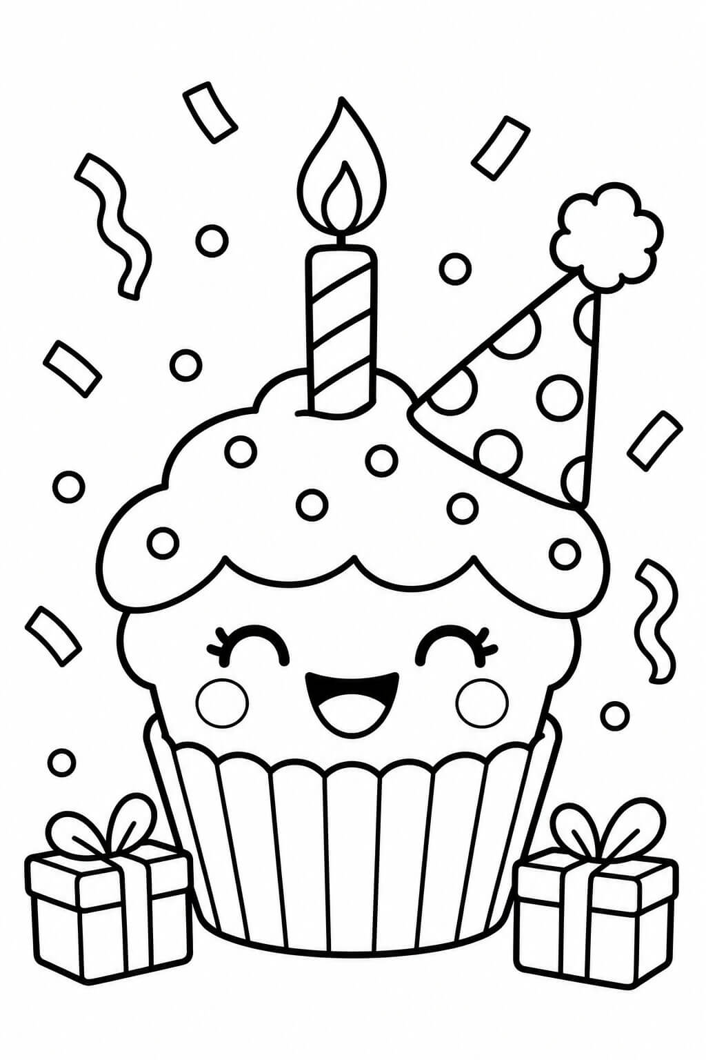 Geburtstags cupcake ausmalbild zum Ausmalen