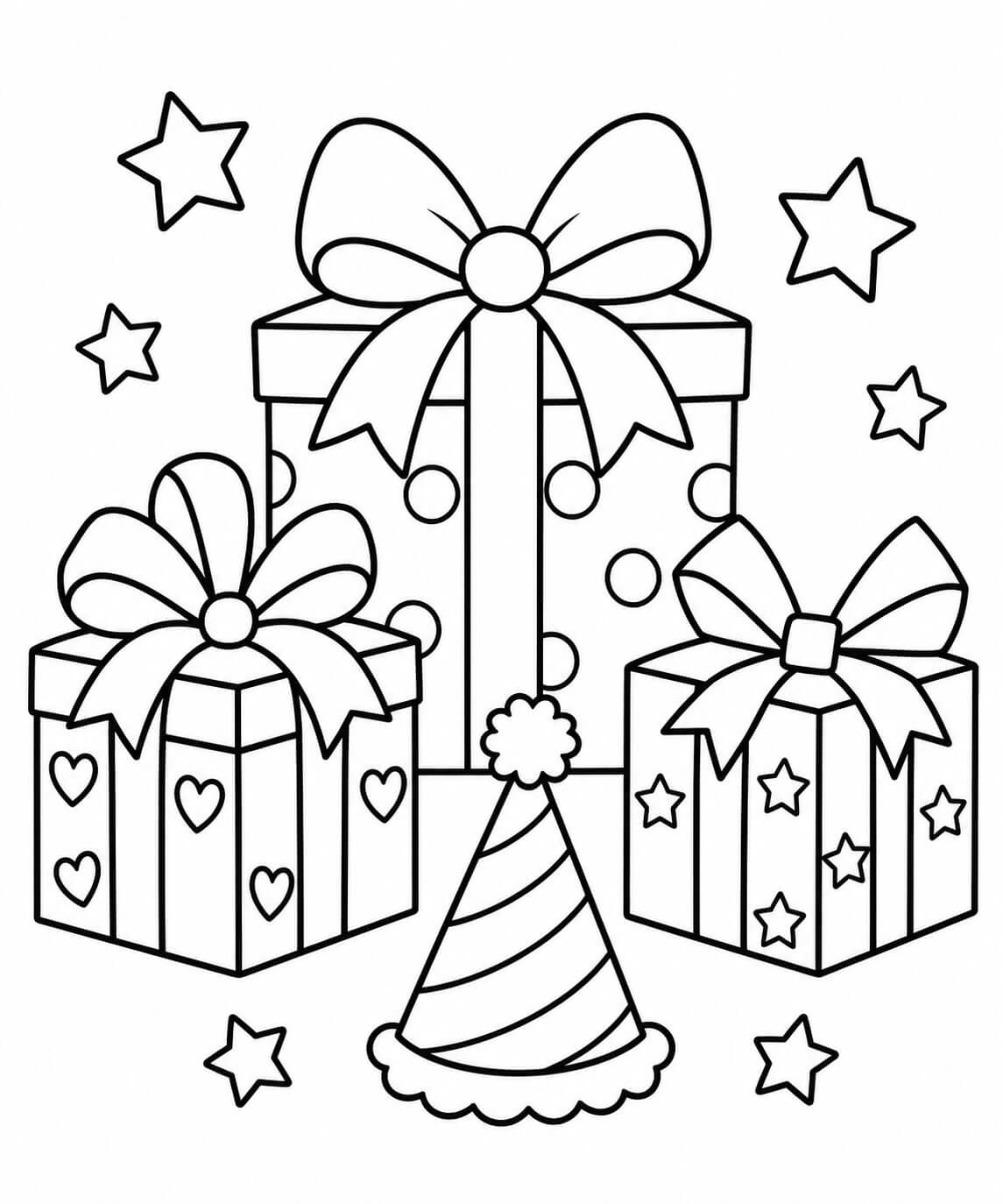 Geburtstagsgeschenke ausmalbild zum Ausmalen