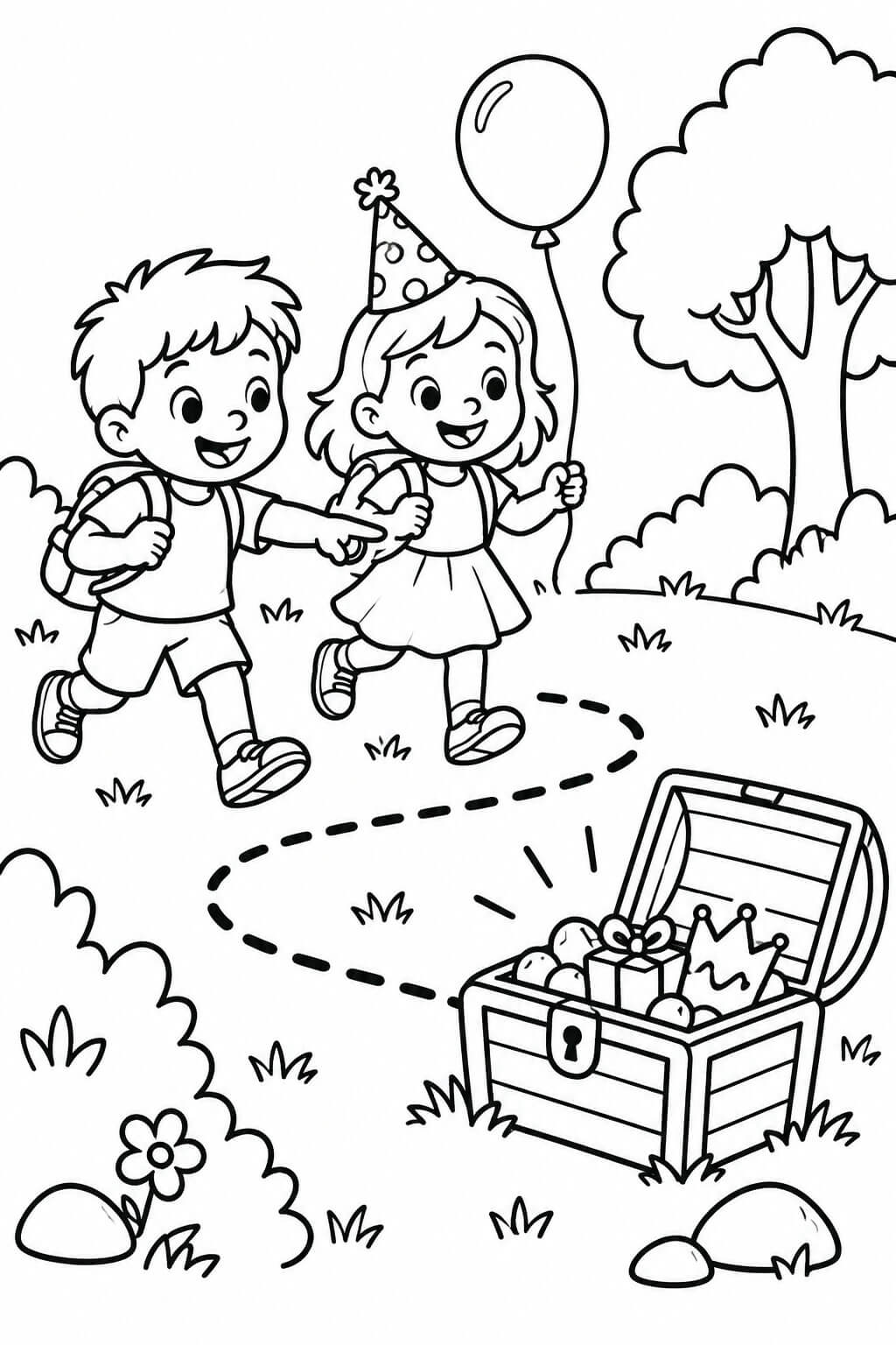 Schatzsuche zum geburtstag ausmalbild zum Ausmalen