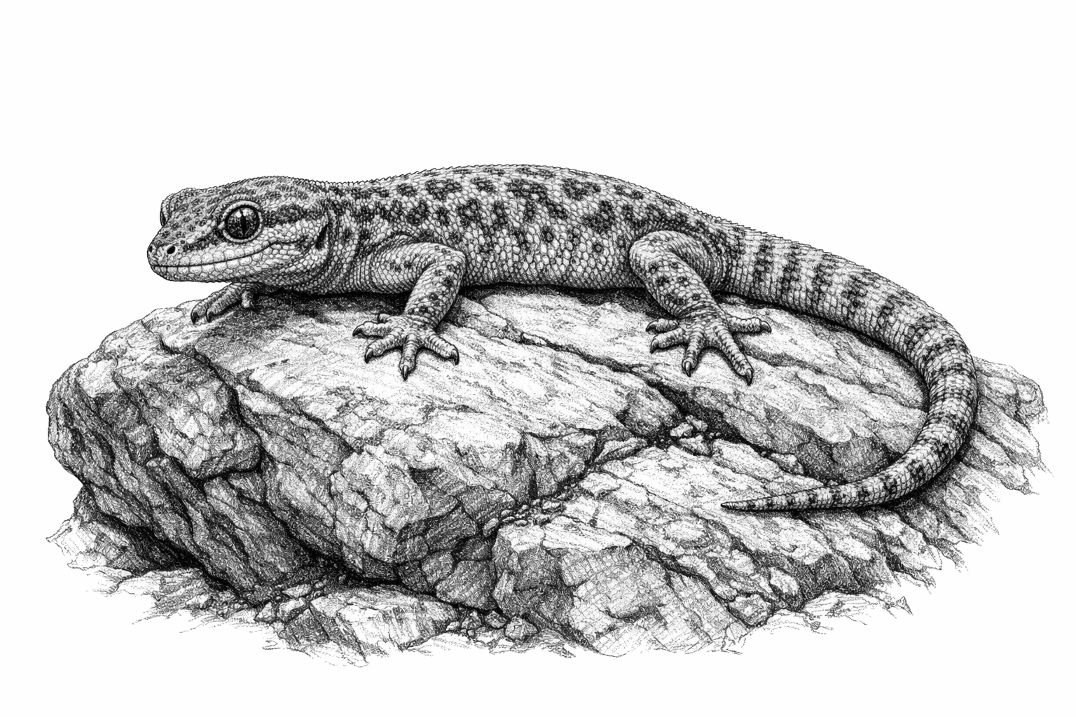 Realistischer gecko auf stein ausmalbild zum Ausmalen