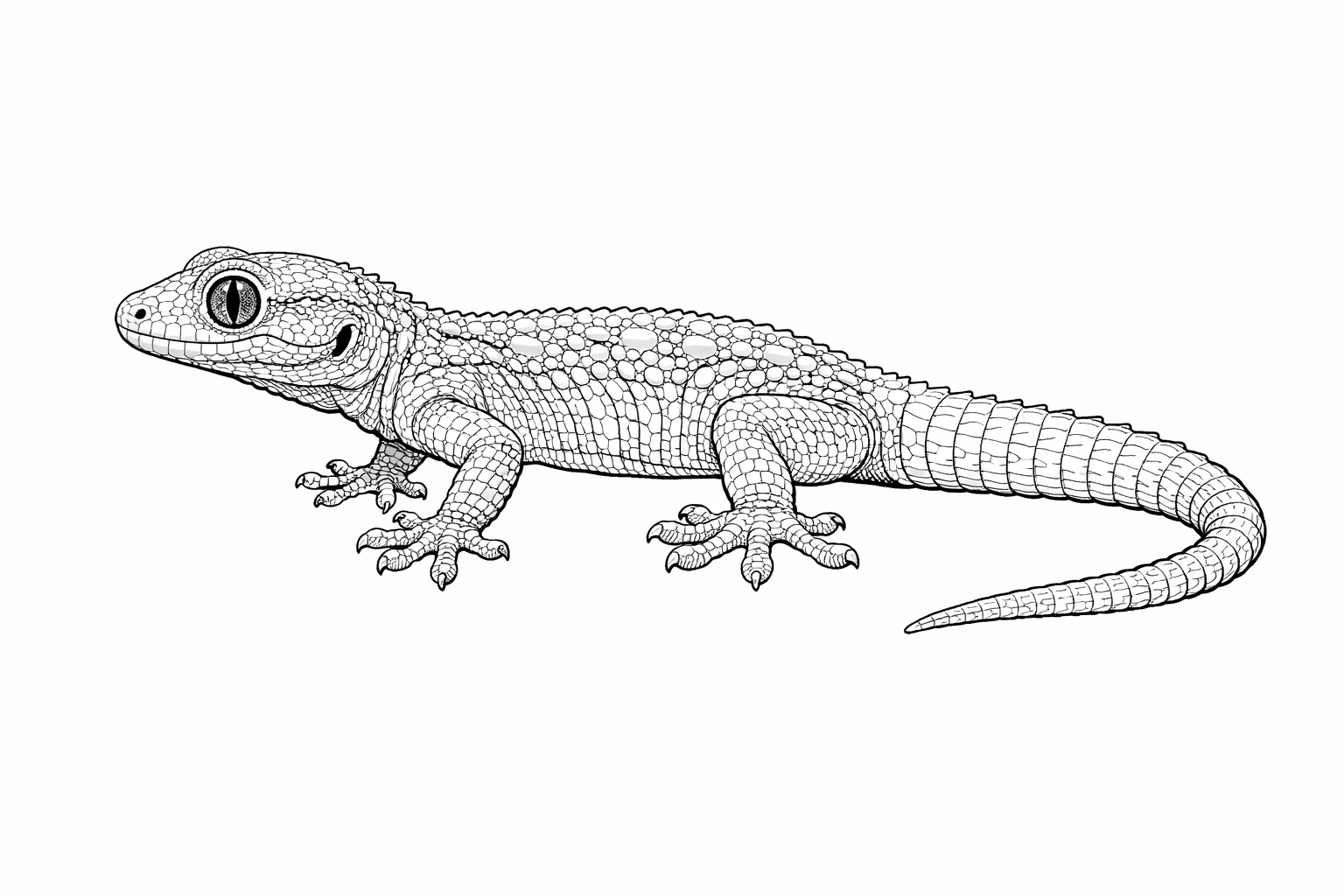 Realistischer gecko ausmalbild zum Ausmalen