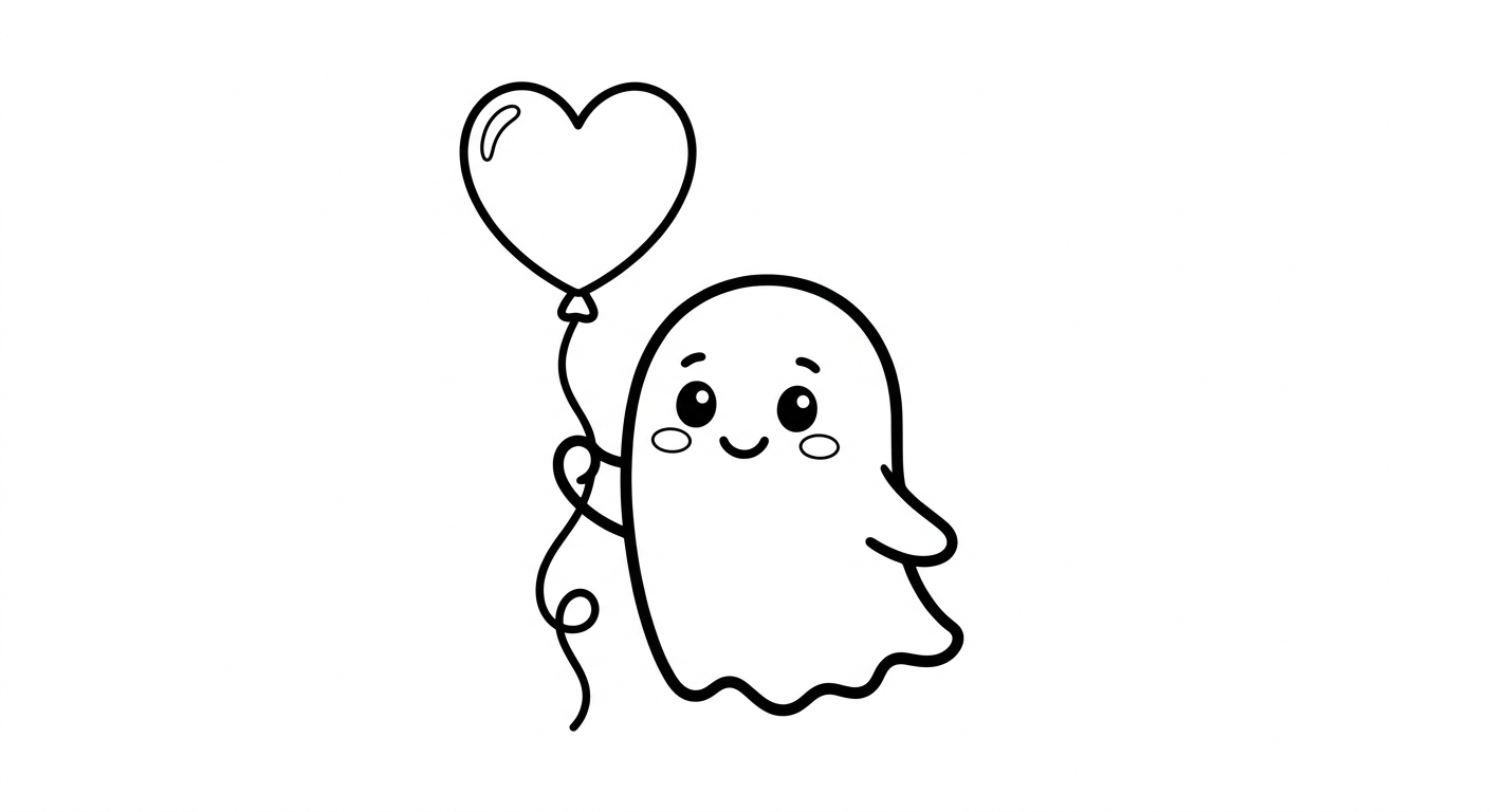 Gespenst mit ballon ausmalbild zum Ausmalen