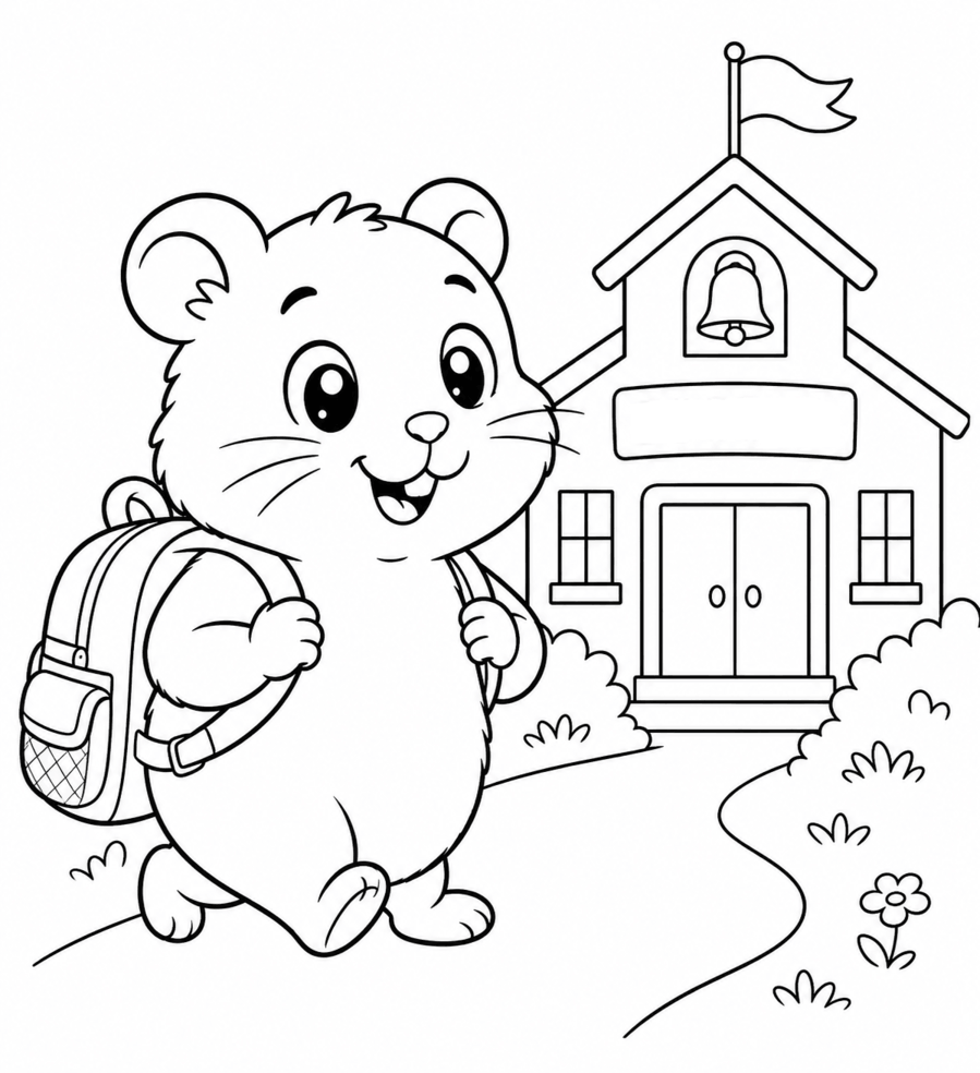 Hamster auf dem weg zur schule ausmalbild zum Ausmalen