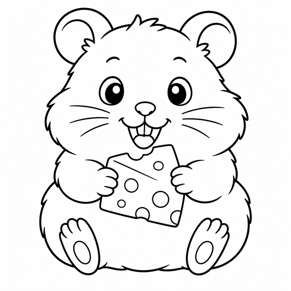 Hamster isst kaese ausmalbild zum Ausmalen