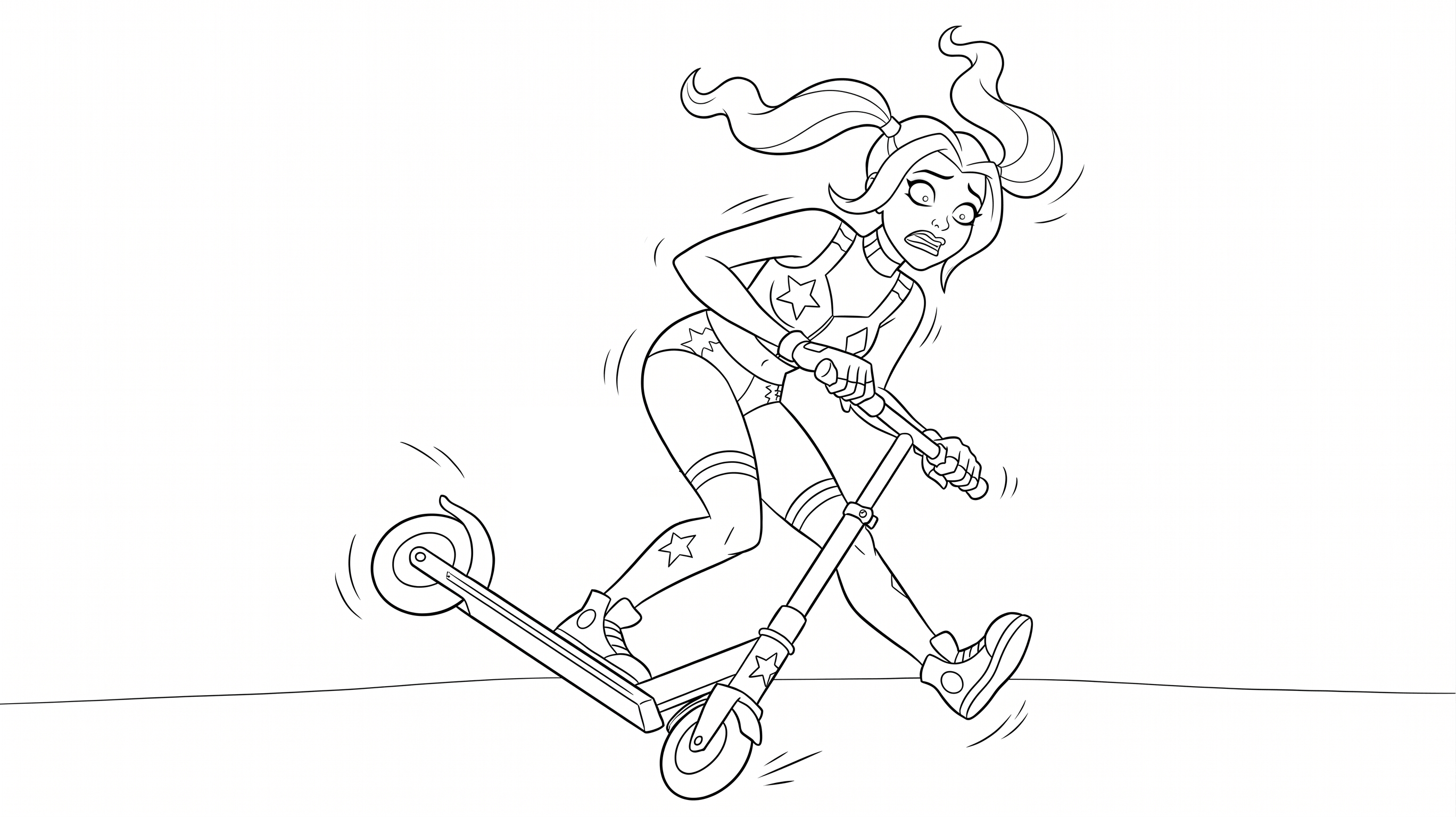 Harley quinn faellt vom scooter ausmalbild zum Ausmalen