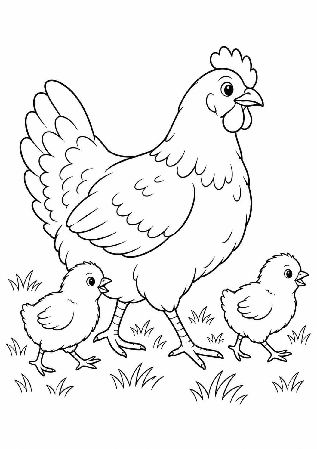 Huehnerfamilie ausmalbild zum Ausmalen