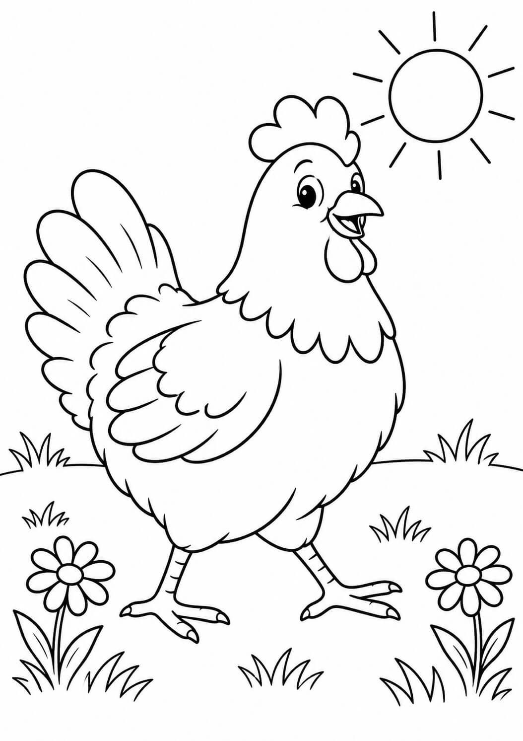 Huhn auf der wiese ausmalbild zum Ausmalen