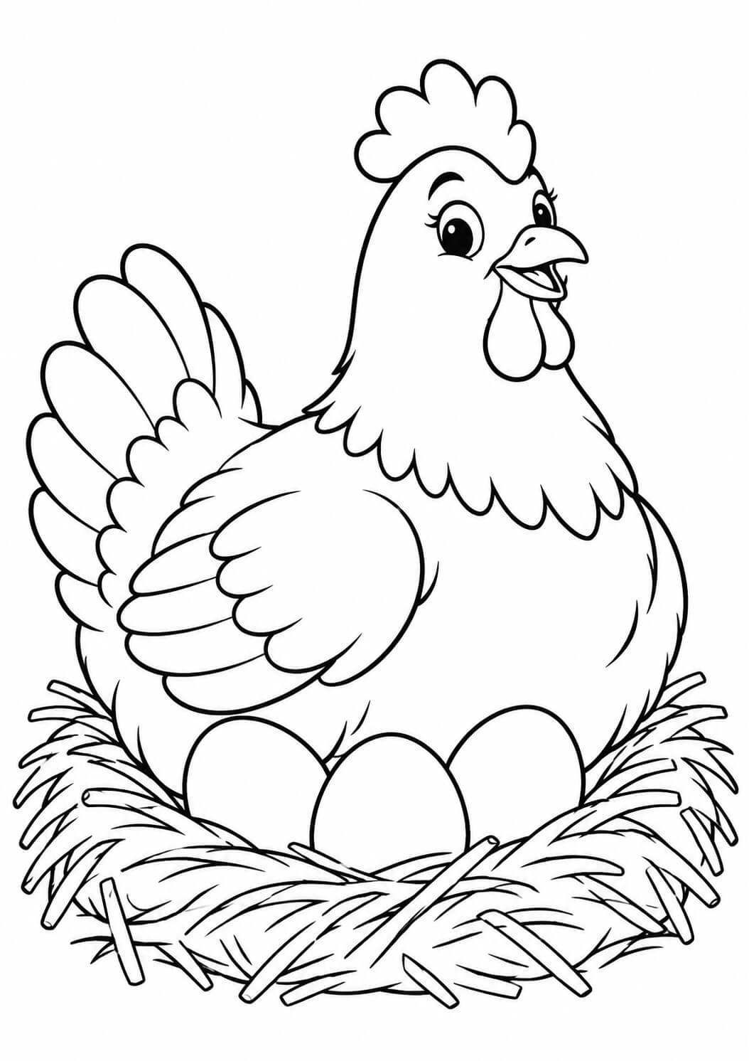 Huhn im nest ausmalbild zum Ausmalen