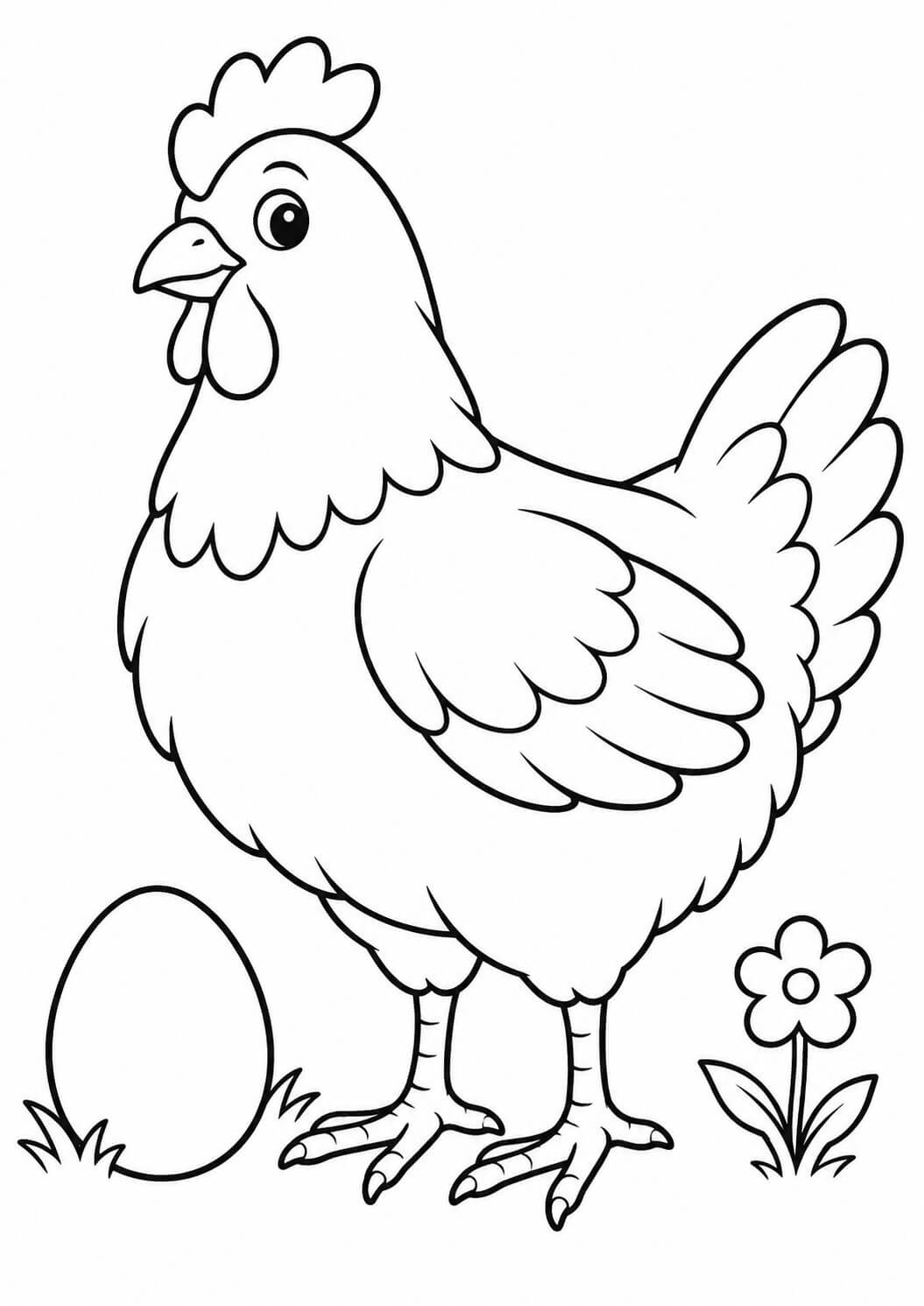 Huhn mit ei ausmalbild zum Ausmalen