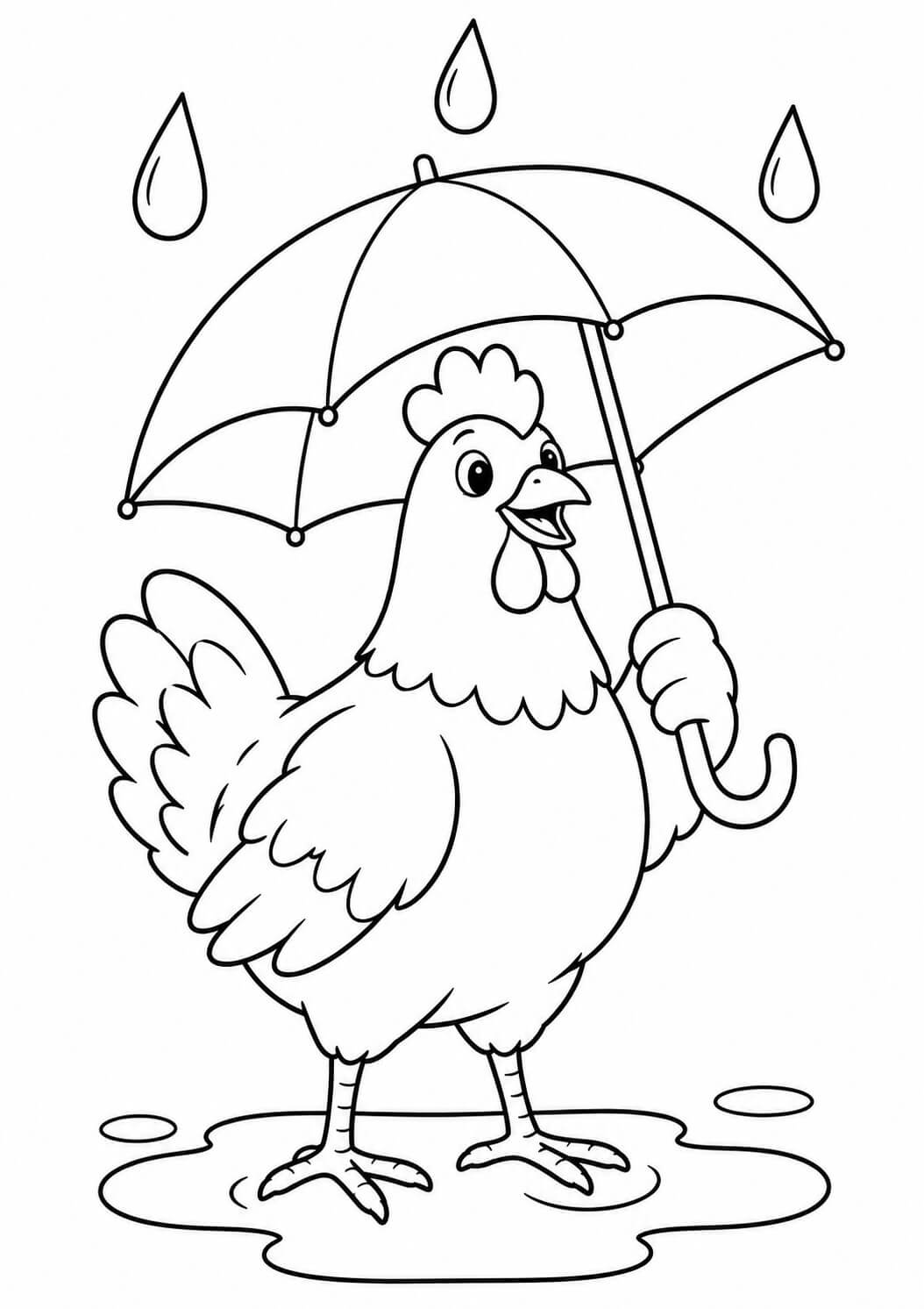 Huhn mit regenschirm ausmalbild zum Ausmalen