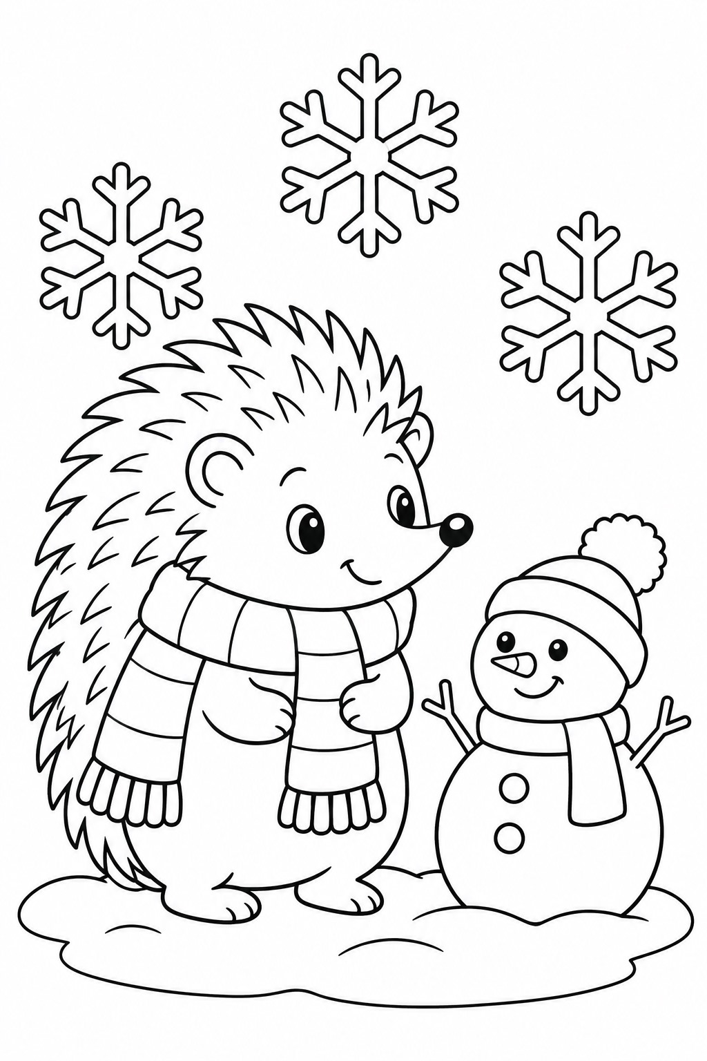 Igel im winter ausmalbild zum Ausmalen