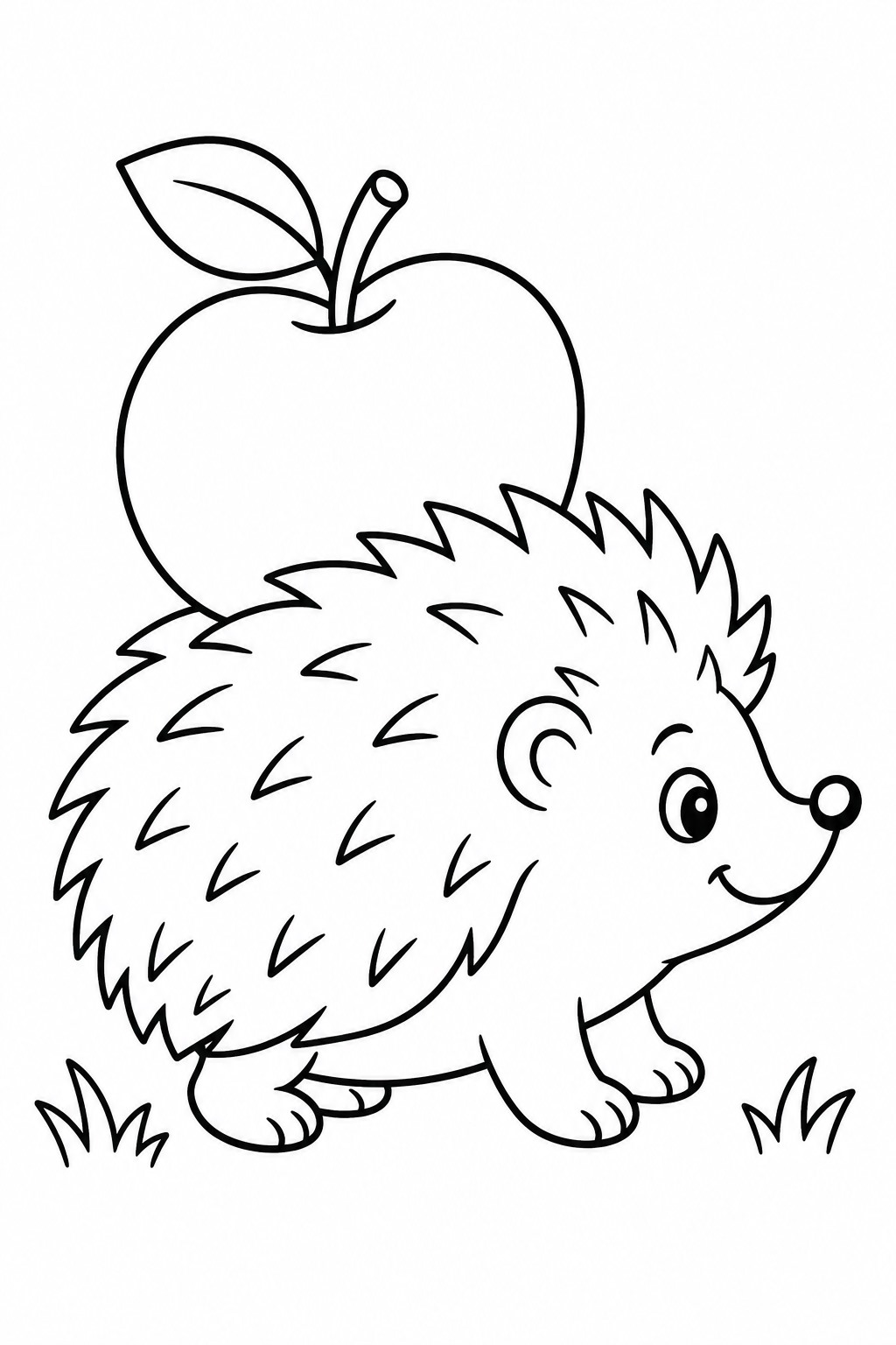 Igel mit apfel ausmalbild zum Ausmalen
