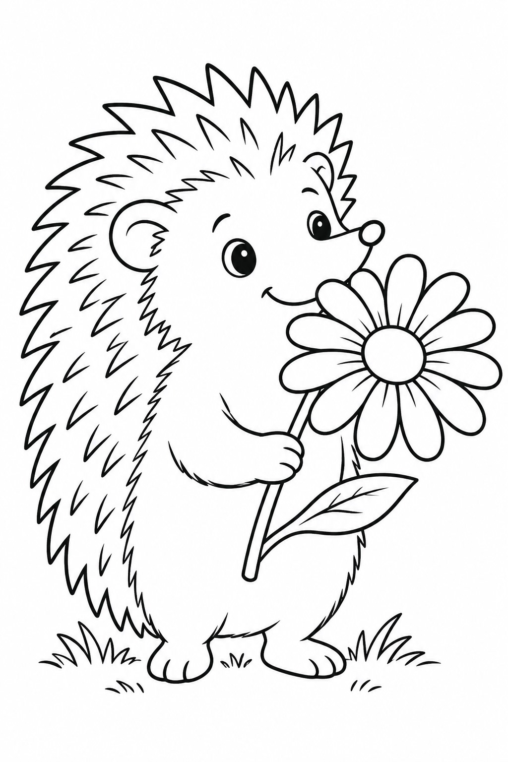 Igel mit blume ausmalbild zum Ausmalen