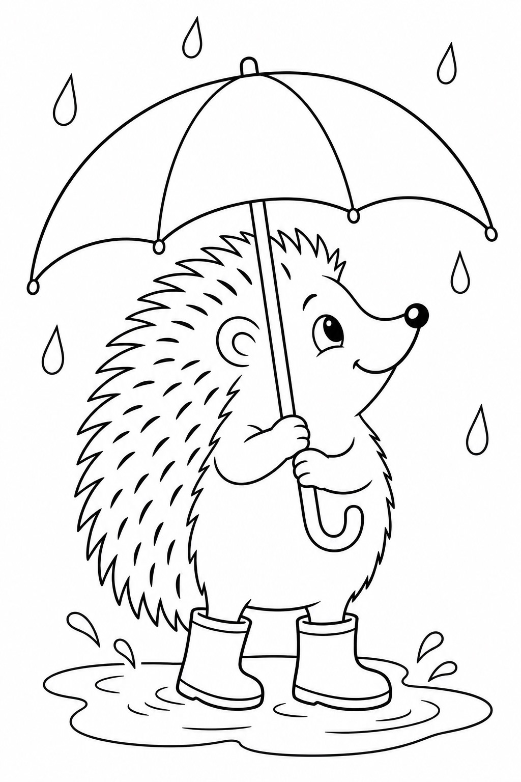 Igel mit regenschirm ausmalbild zum Ausmalen
