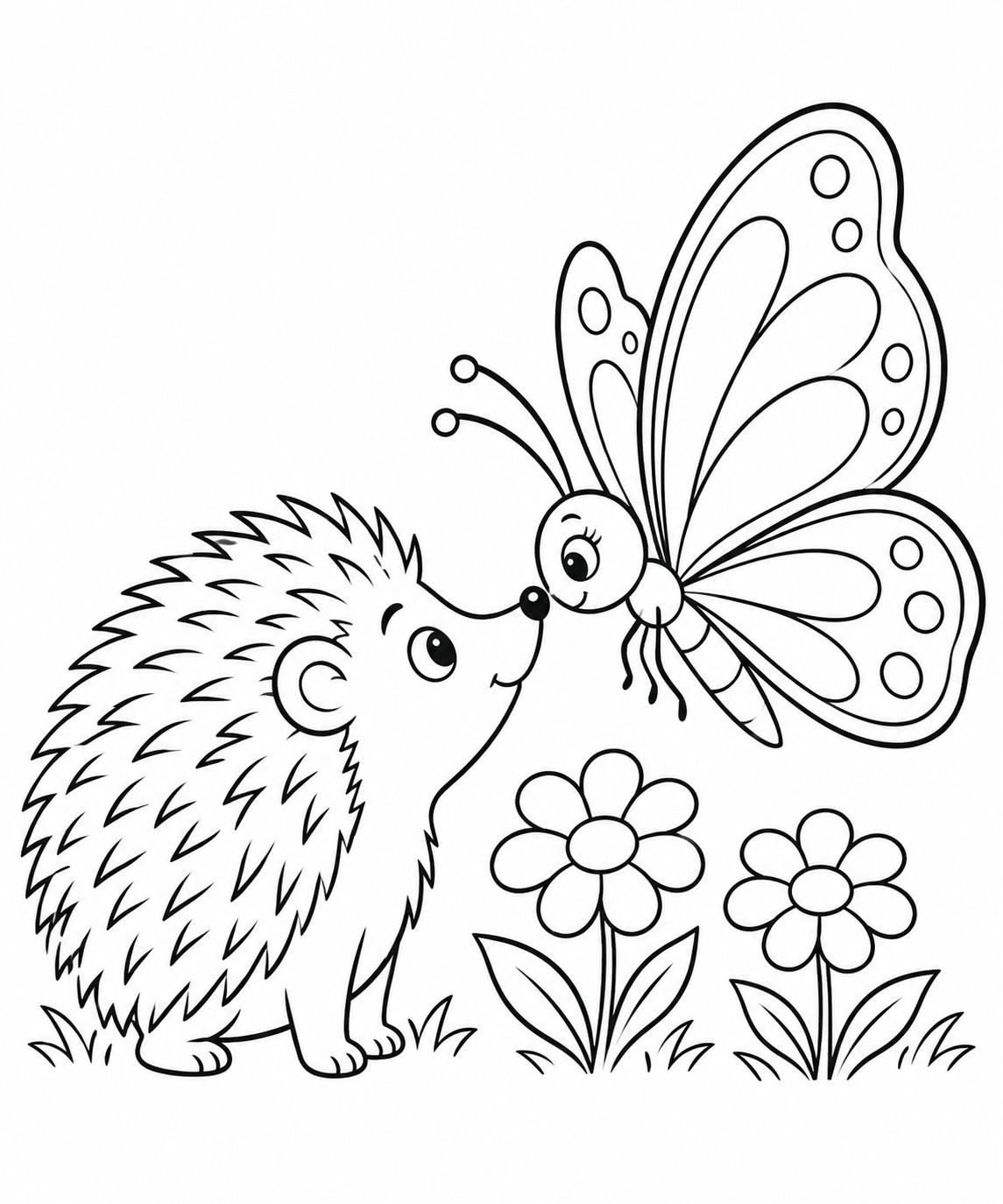 Igel und schmetterling ausmalbild zum Ausmalen
