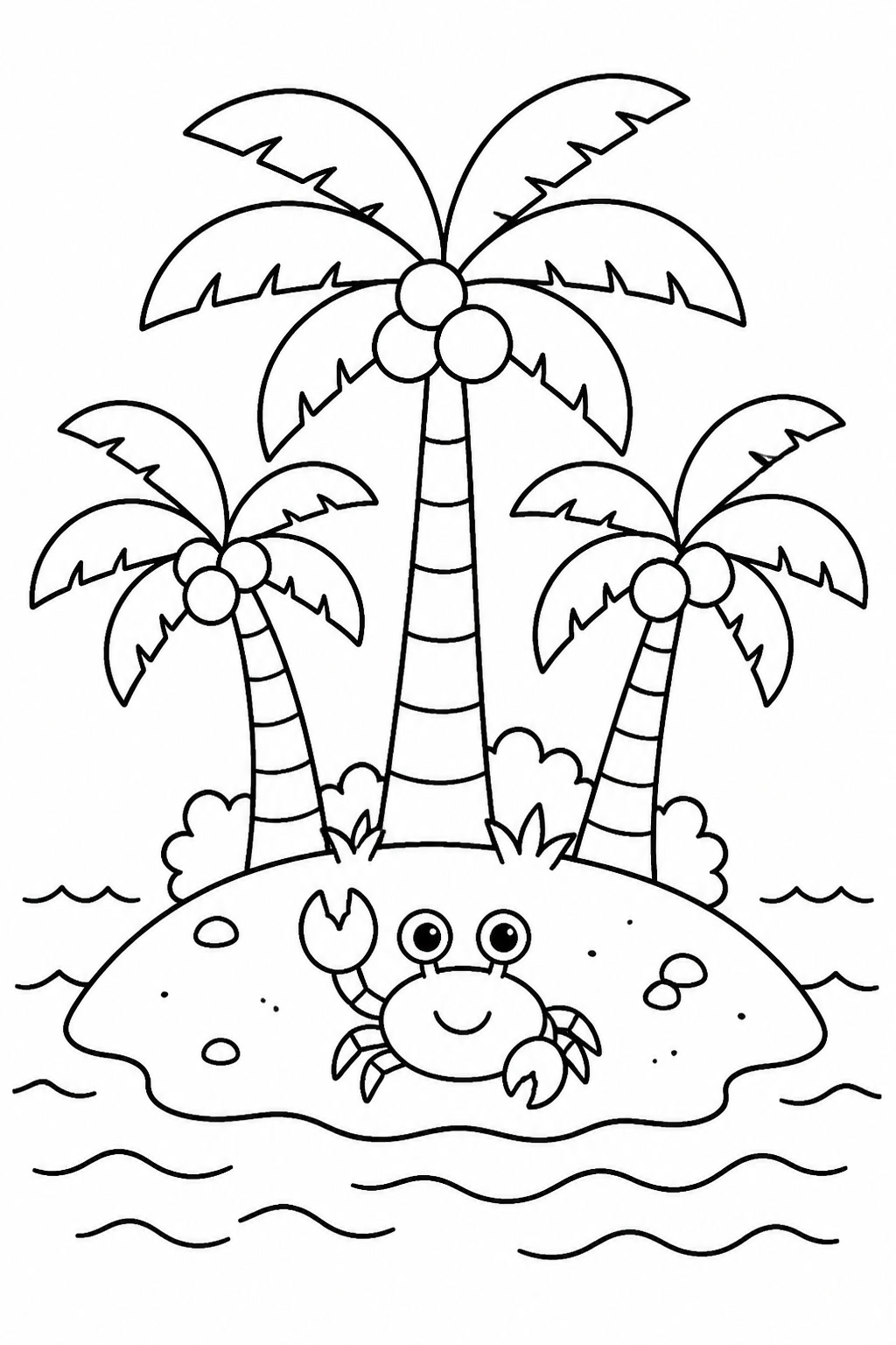 Insel mit palmen ausmalbild zum Ausmalen