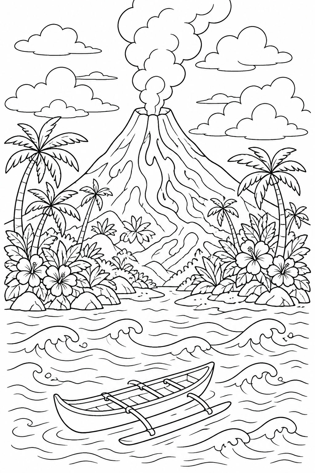 Vulkaninsel ausmalbild zum Ausmalen