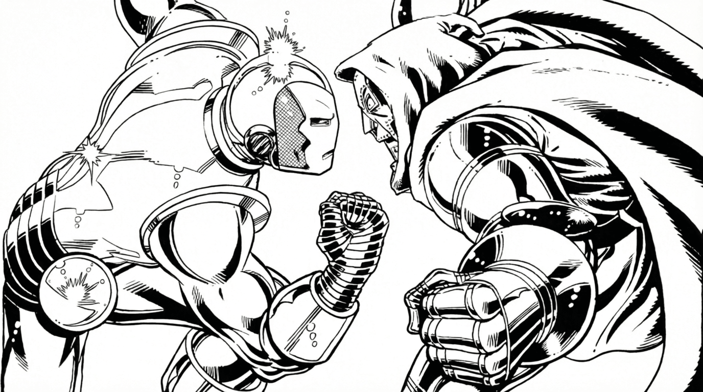 Iron man und doctor doom ausmalbild zum Ausmalen