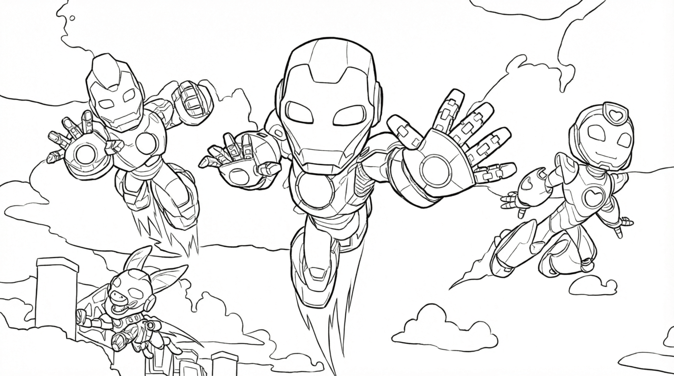 Iron man und freunde ausmalbild zum Ausmalen