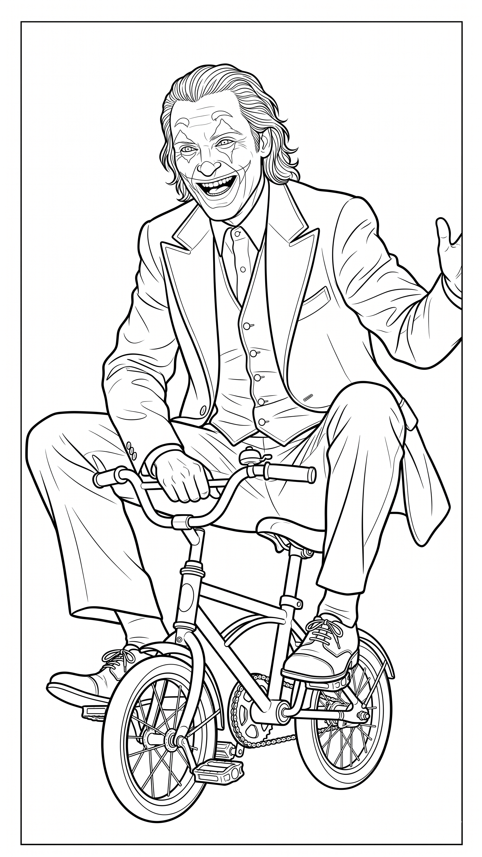 Joker faehrt fahrrad ausmalbild zum Ausmalen