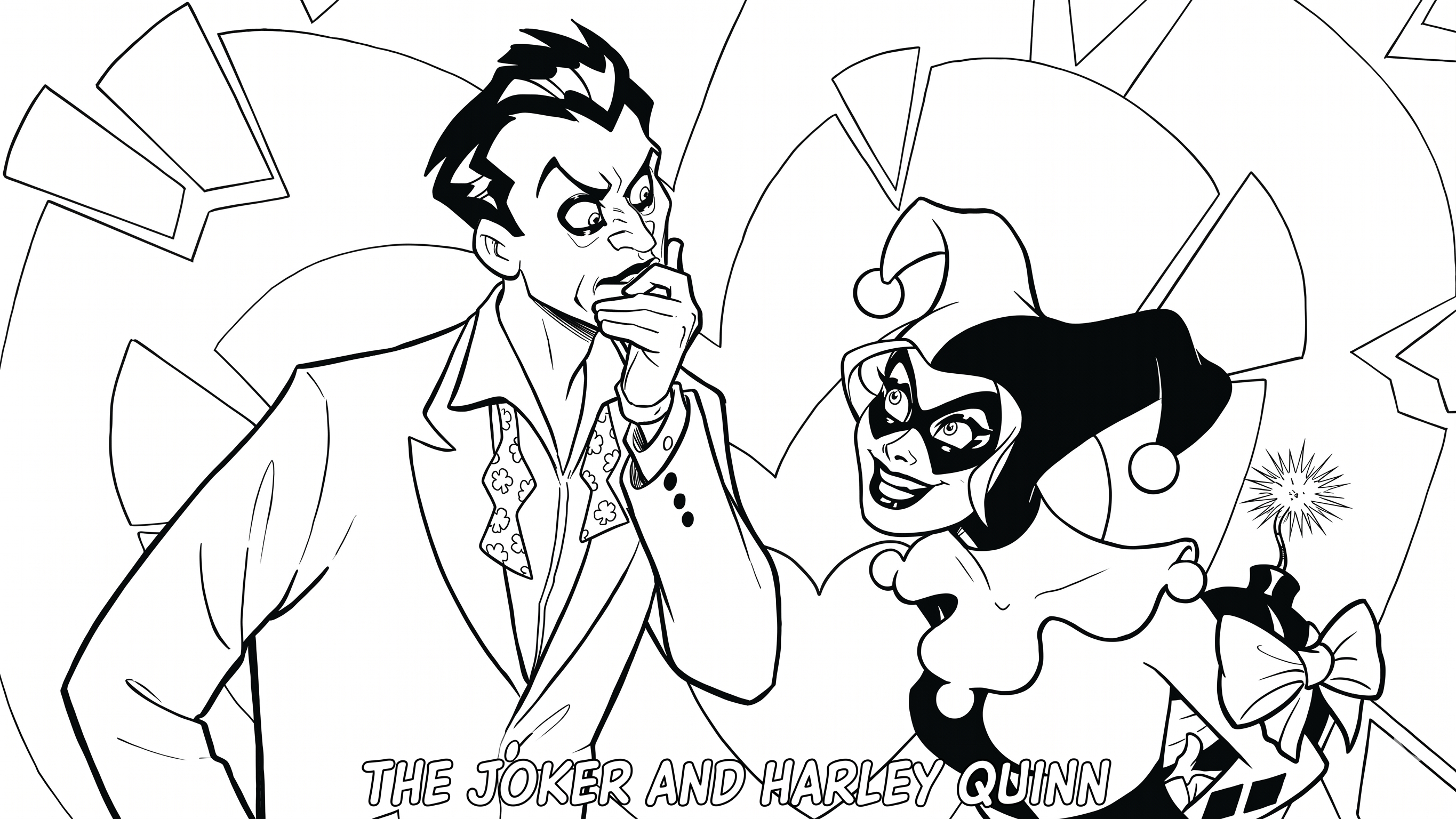 Joker und harley quinn romantik ausmalbild zum Ausmalen