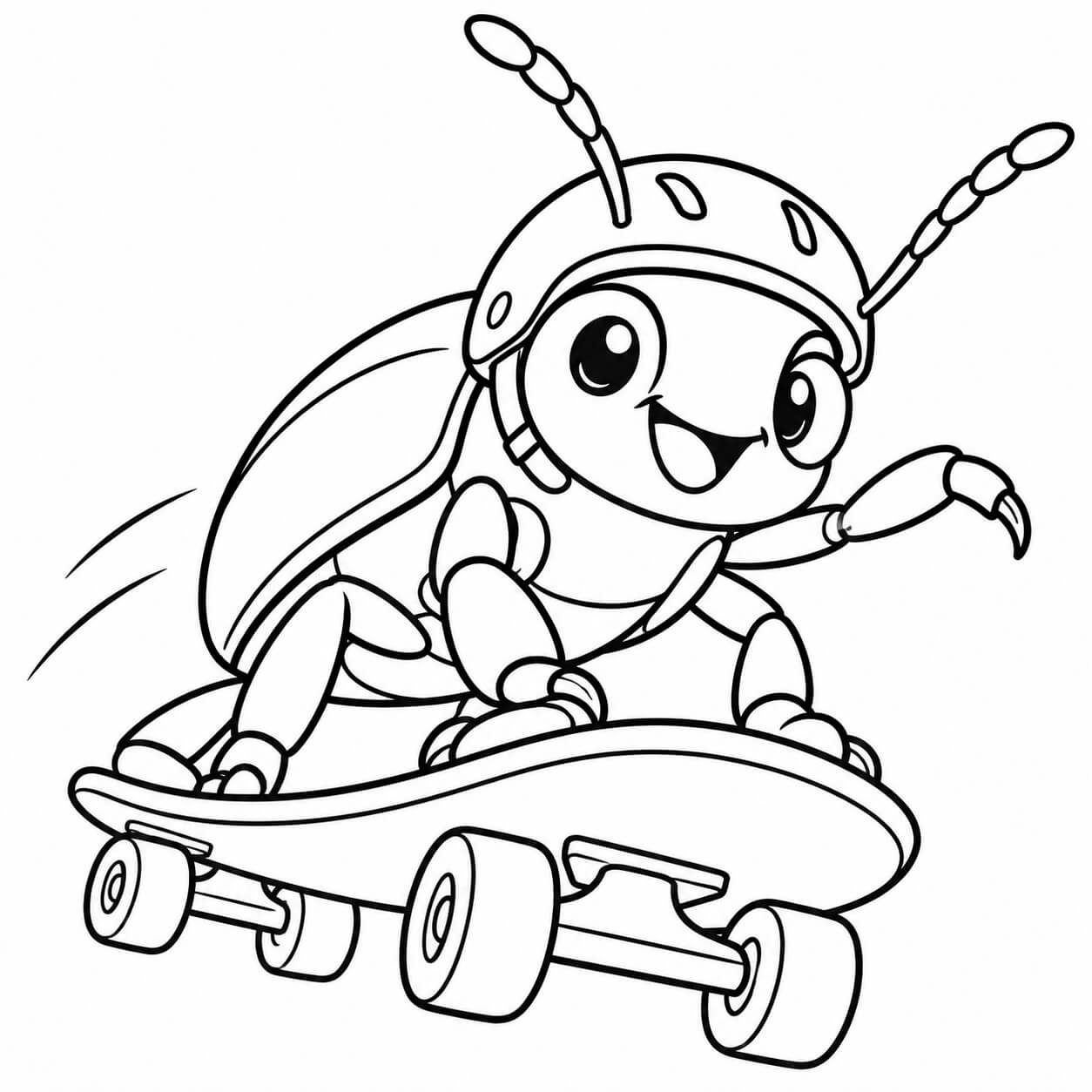 Kaefer auf dem skateboard ausmalbild zum Ausmalen