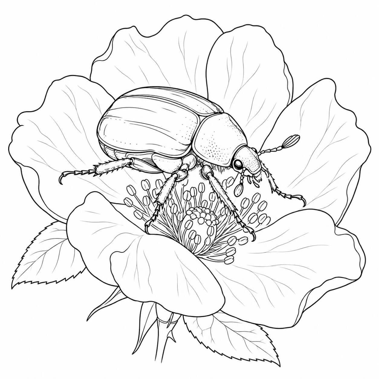 Rosenkaefer realistisch ausmalbild zum Ausmalen