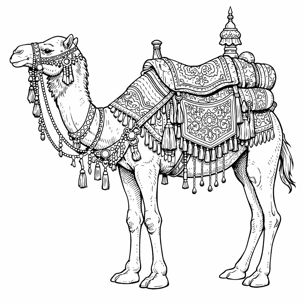 Kamel mit arabischem sattel ausmalbild zum Ausmalen