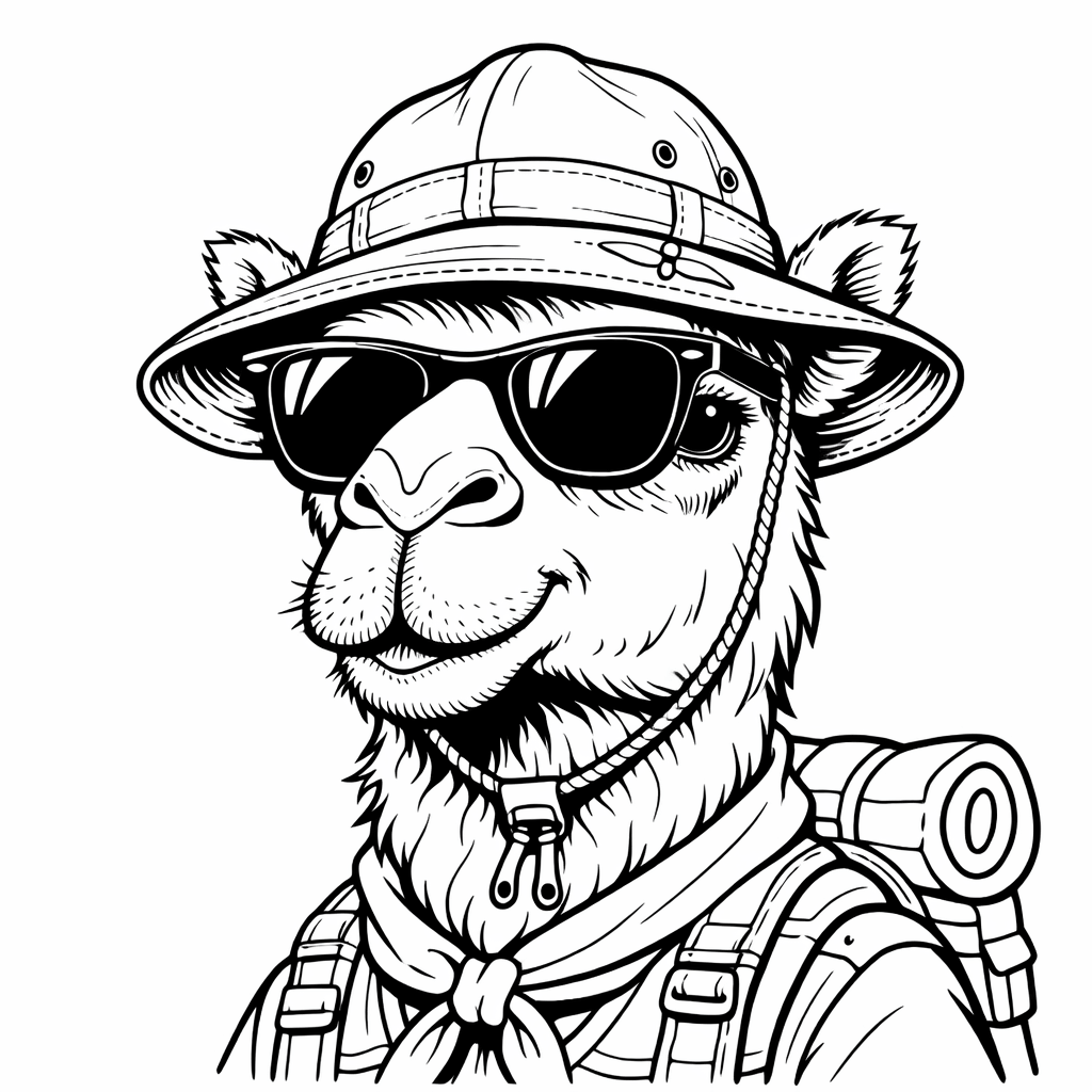 Kamel mit brille ausmalbild zum Ausmalen