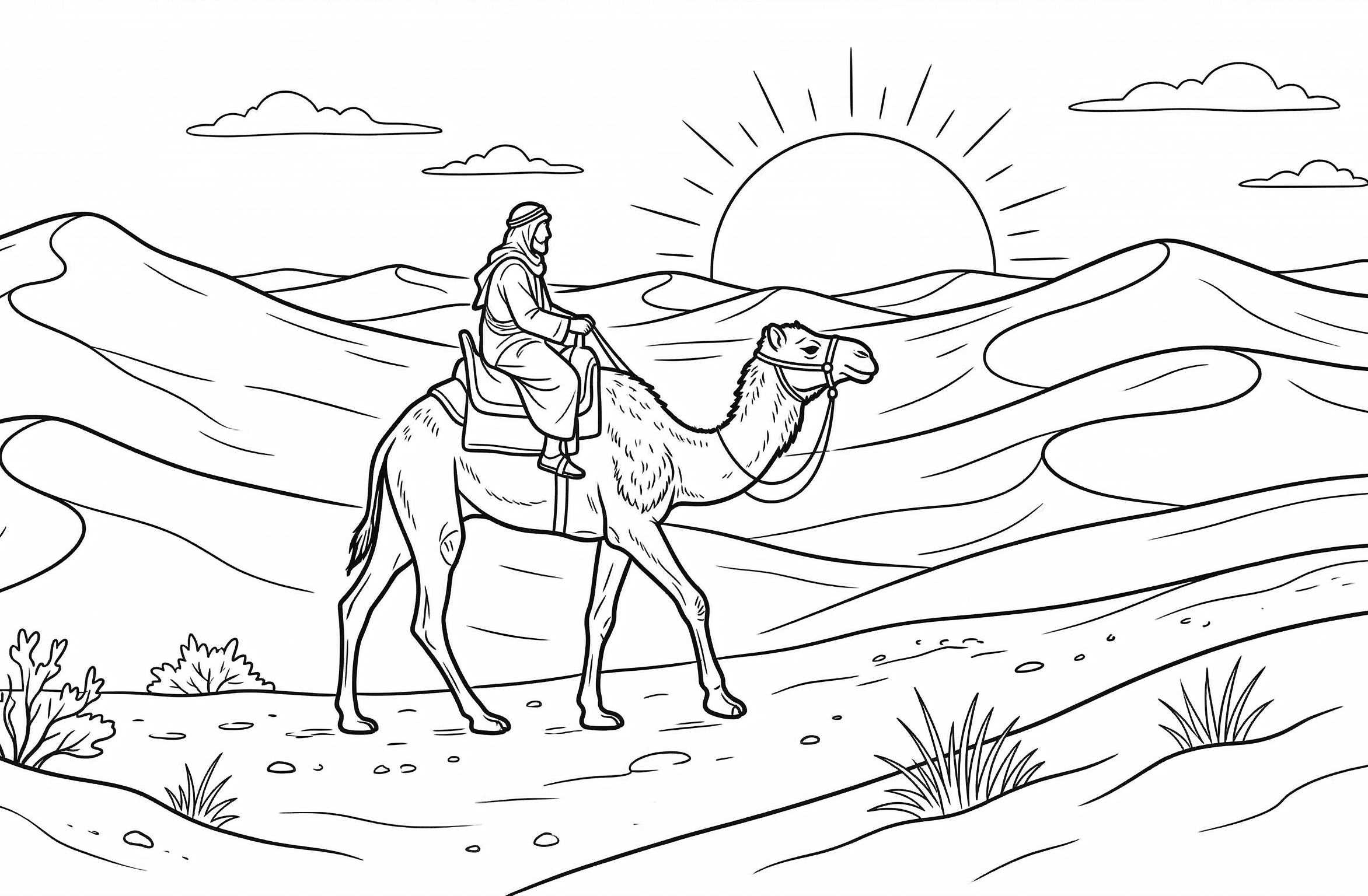 Kamel und araber ausmalbild zum Ausmalen