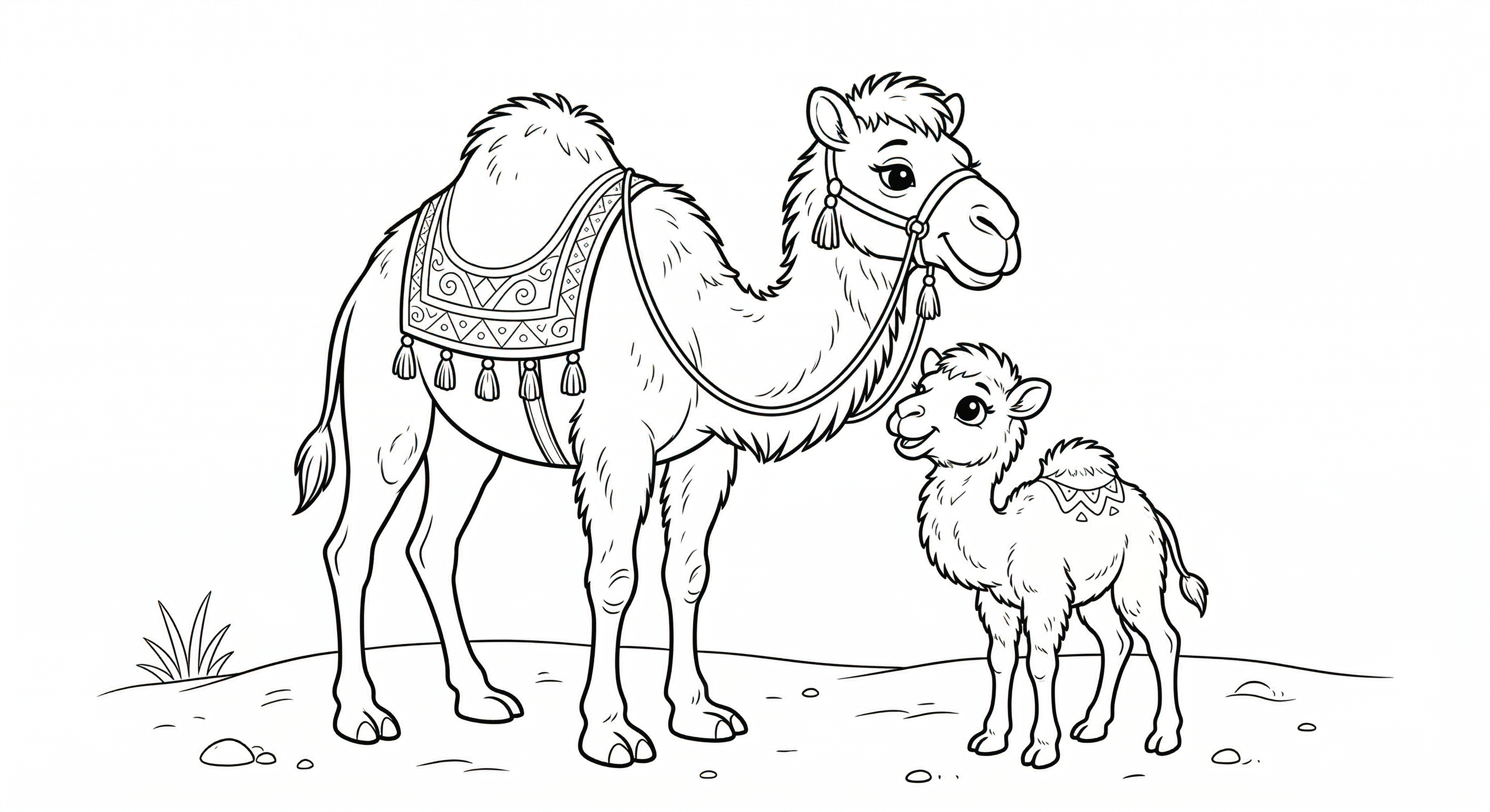 Kamel und baby ausmalbild zum Ausmalen