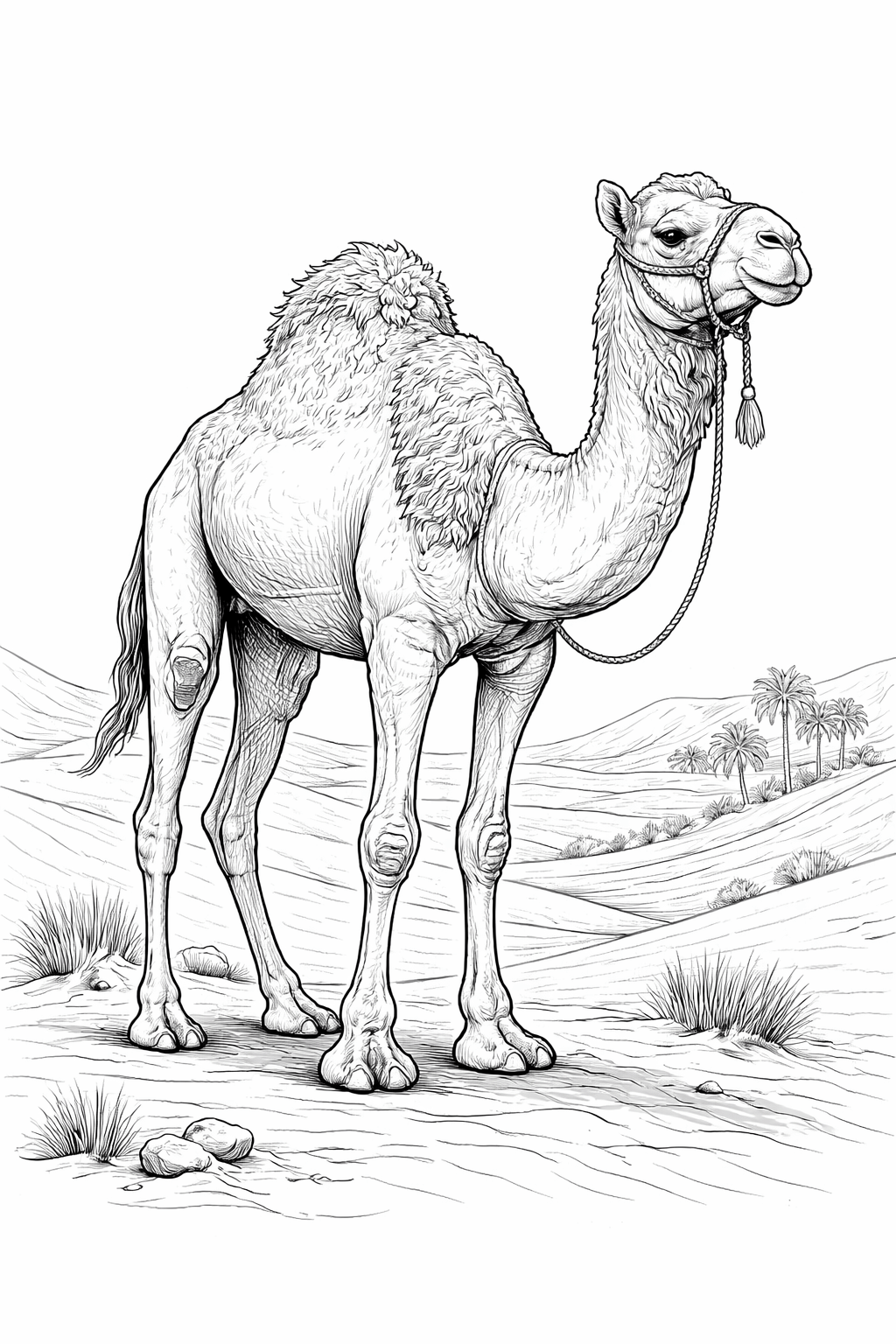 Realistisches kamel ausmalbild zum Ausmalen