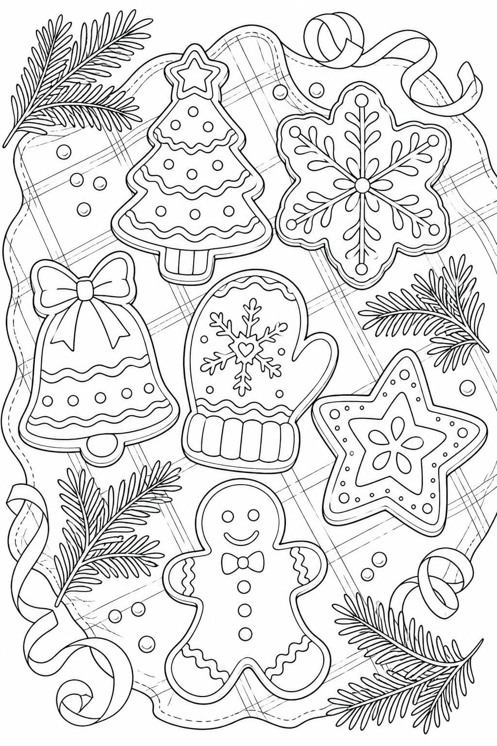 Verzierte weihnachtskekse ausmalbild zum Ausmalen