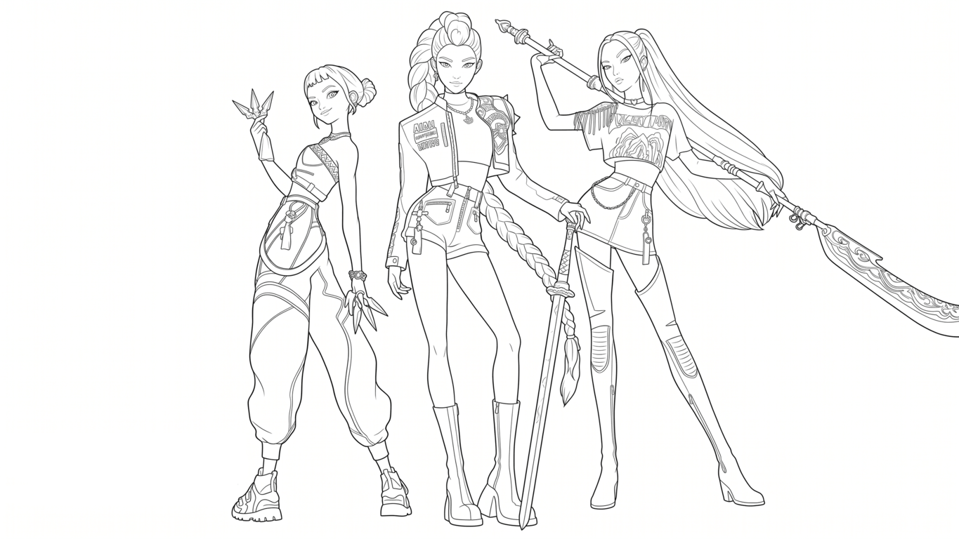 Kpop Demon Hunters Ausmalbilder zum Ausmalen