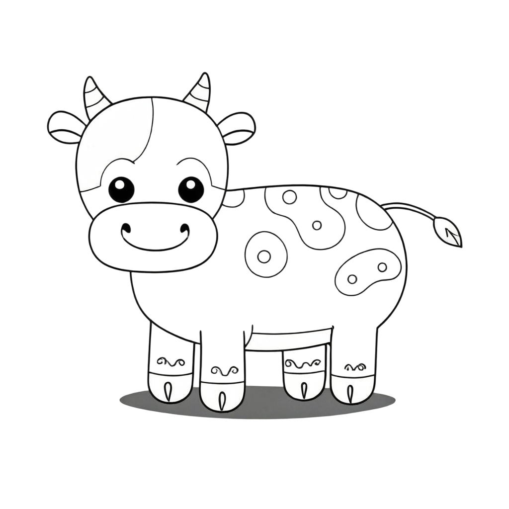Gezeichnete kuh ausmalbild zum Ausmalen