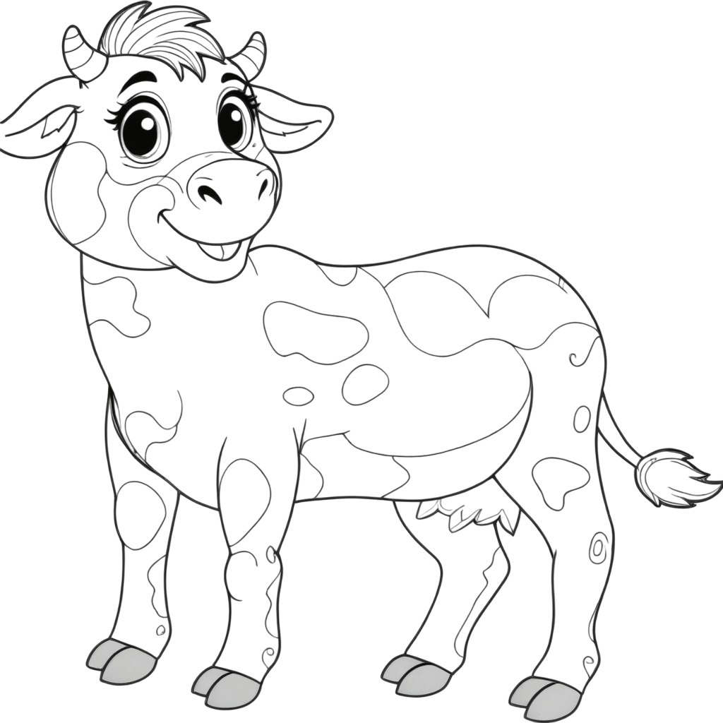 Glueckliche kuh ausmalbild zum Ausmalen