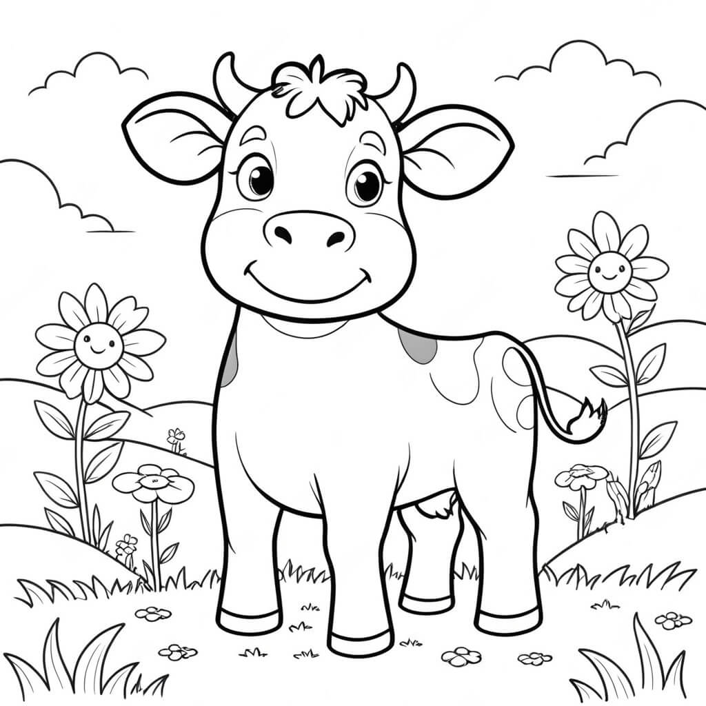 Kuh im garten ausmalbild zum Ausmalen