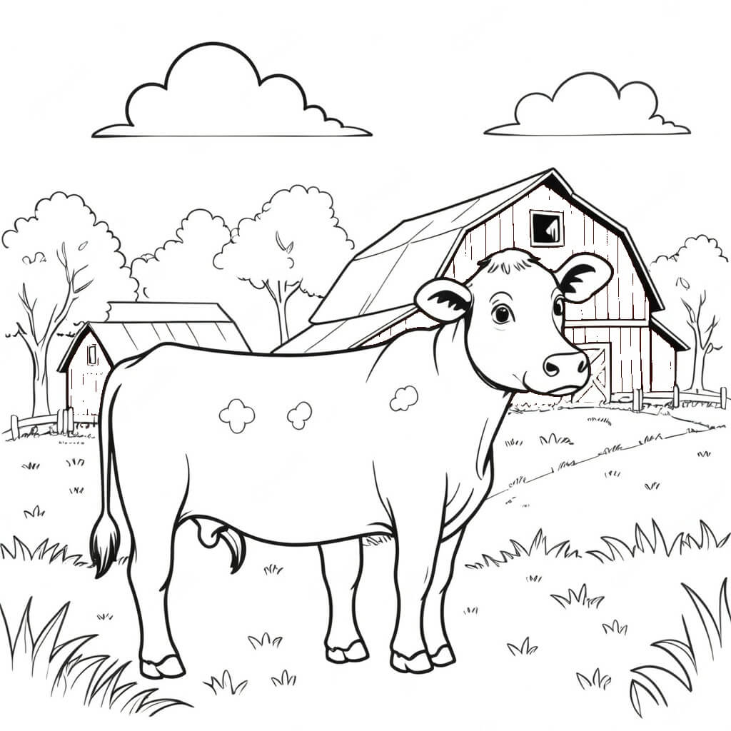 Kuh im stall ausmalbild zum Ausmalen