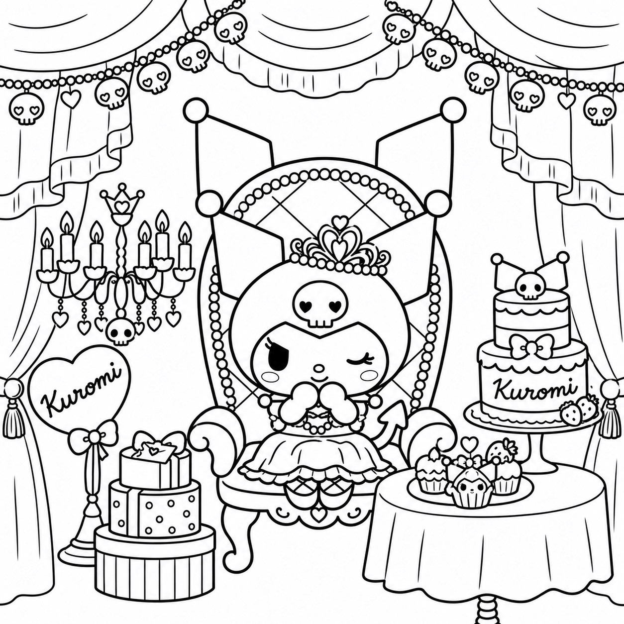 Kuromi als prinzessin ausmalbild zum Ausmalen