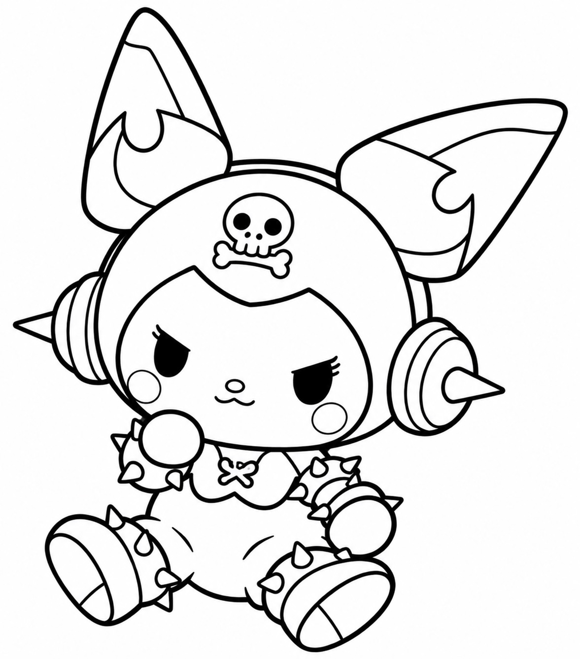 Kuromi im punk stil ausmalbild zum Ausmalen